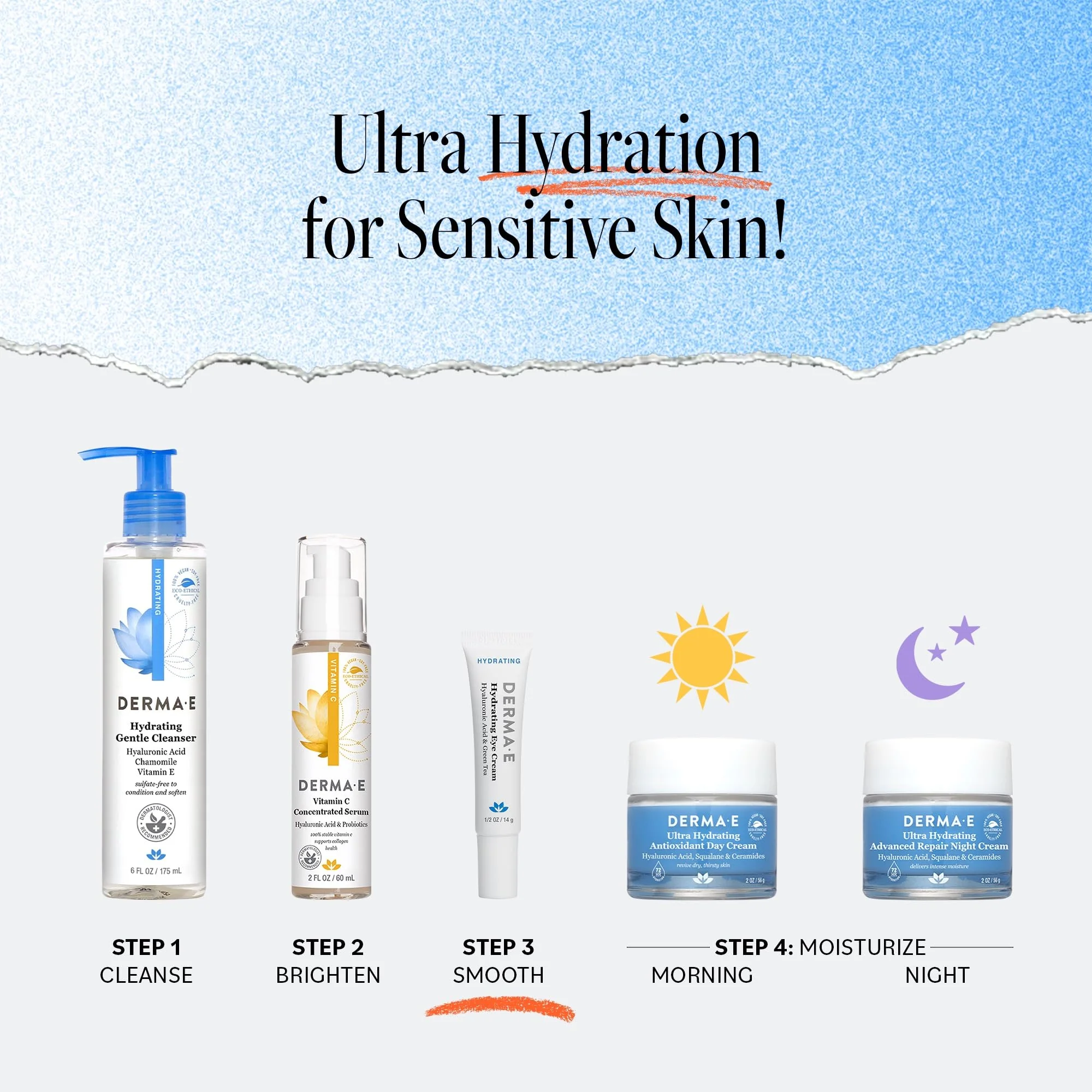Derma E Hydrating Eye Cream – Firming and Lifting Hyaluronic Acid Treatment - Under Eye and Upper Eyelid Cream Reduces Puffiness and Appearance of Fine Lines, 0.5 oz - Image 3
