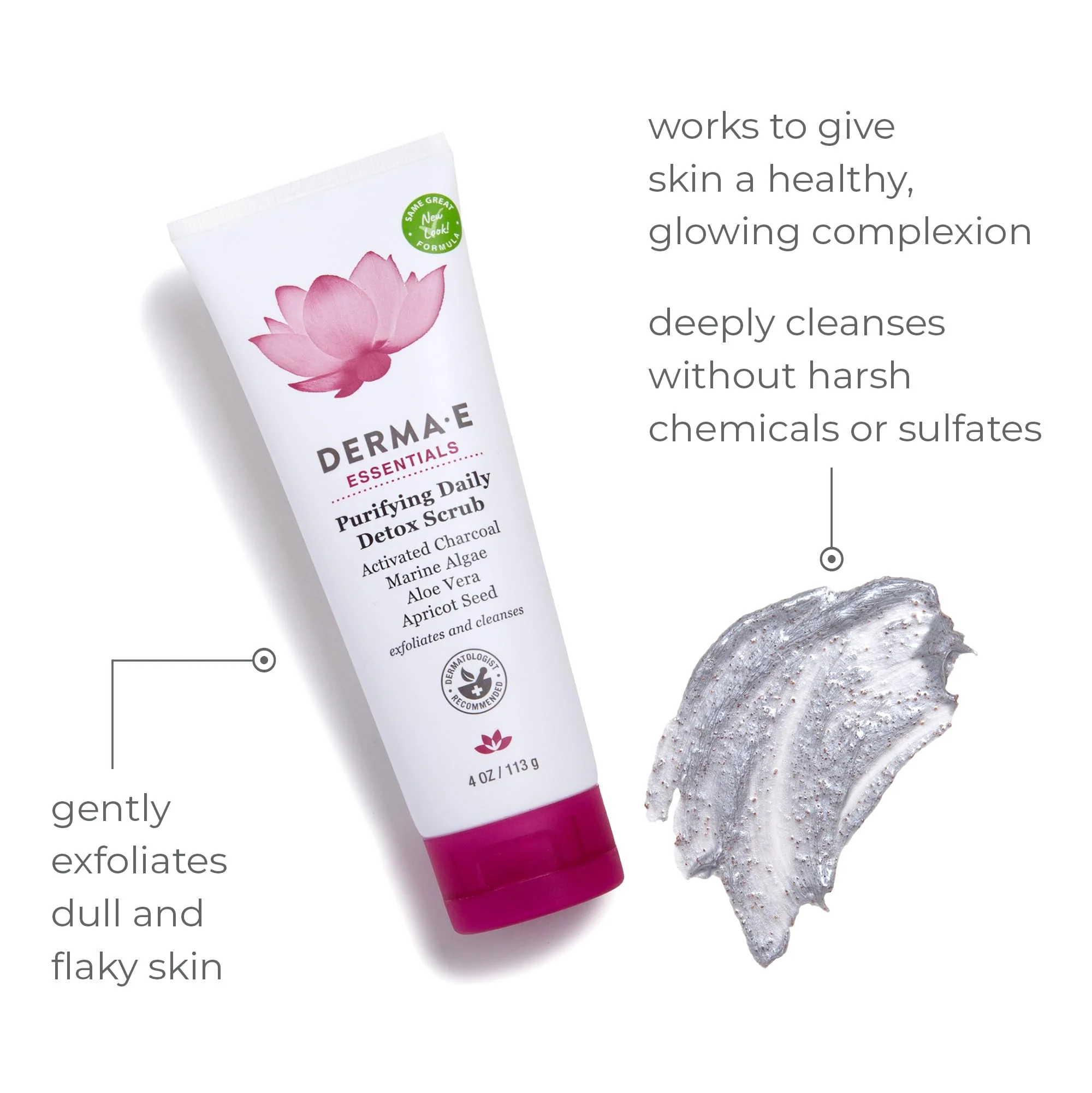 DERMA E Purifying Daily Facial Detox Scrub with Activated Charcoal and Seaweed Extract –Exfoliating Face Scrub Cleanses, Smooths and Brightens, 4oz - Image 6