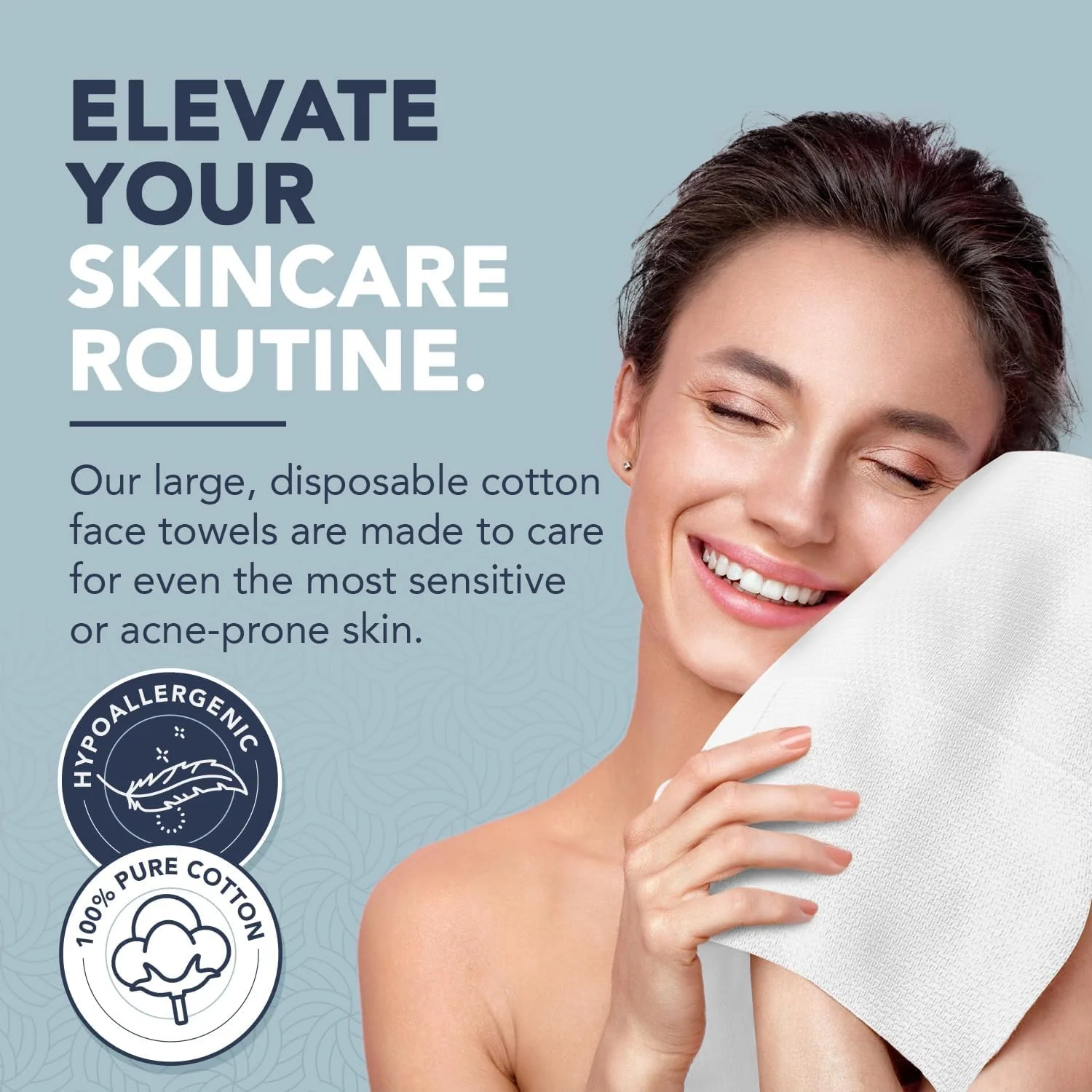 Dermacotton 100% Pure Cotton Face Towels – 240 Count Large Disposable Wash Cloths for Face Washing, Makeup Removal & Acne Care | Ultra Soft, Hypoallergenic & Fragrance-Free - Image 3