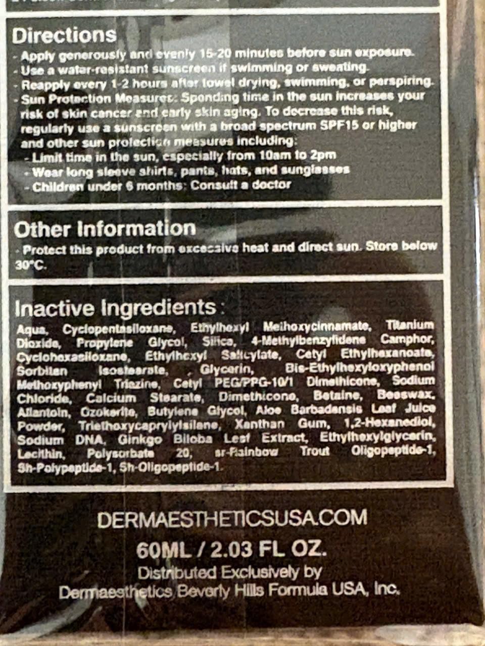 DERMAESTHETICS SPF 47 Sun Protection/UV SHIELD/Repair sun damage! 2FL OZ. MADE IN USA - Image 3