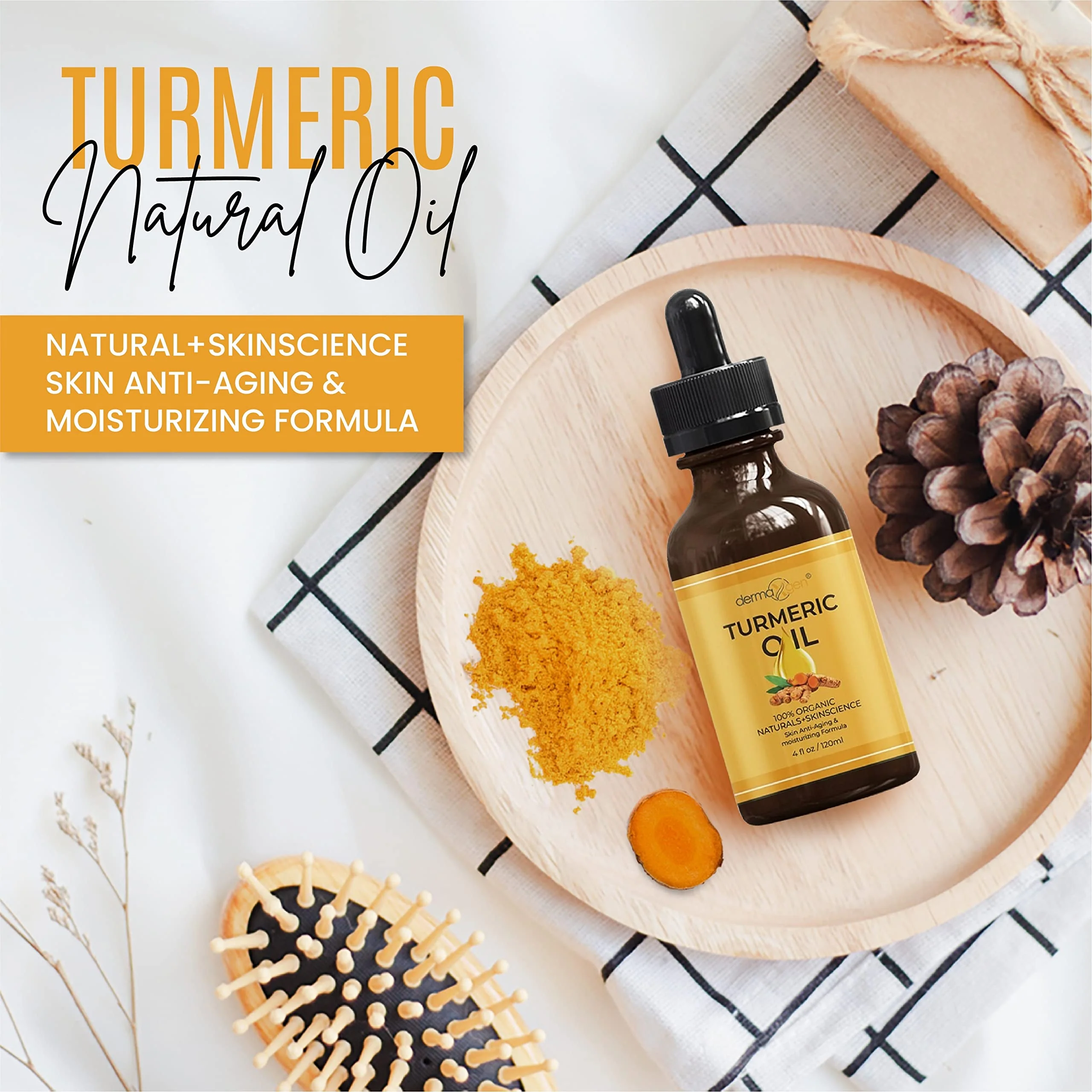 DERMAXGEN Organic Turmeric Oil for Skin Lightening - Turmeric Face Oil for Dark Spots, Anti-Aging & Hydrating Dry Skin - Glow Moisturizer for Face, Neck & Eyes (4 FL OZ / 60 ML) - Image 2