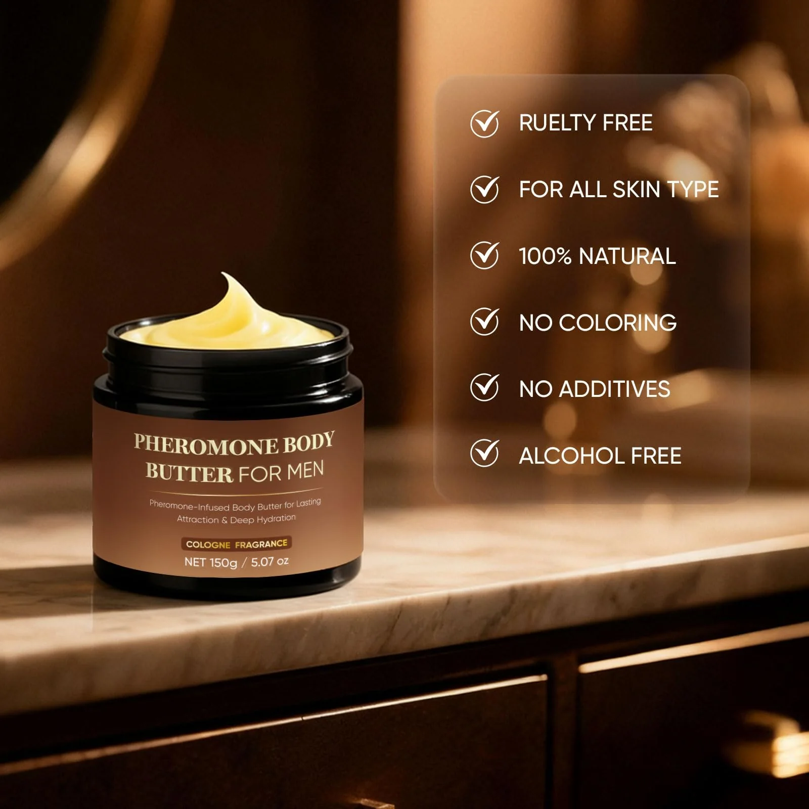 Derperzi Pheromone Body Butter for Men, Body Skin Cream with Shea Butter, Cocoa Butter & Coconut Oil, Long-Lasting Fragrance, Deep Hydration, Non-Greasy, Alcohol-Free, Vegan (1) - Image 2