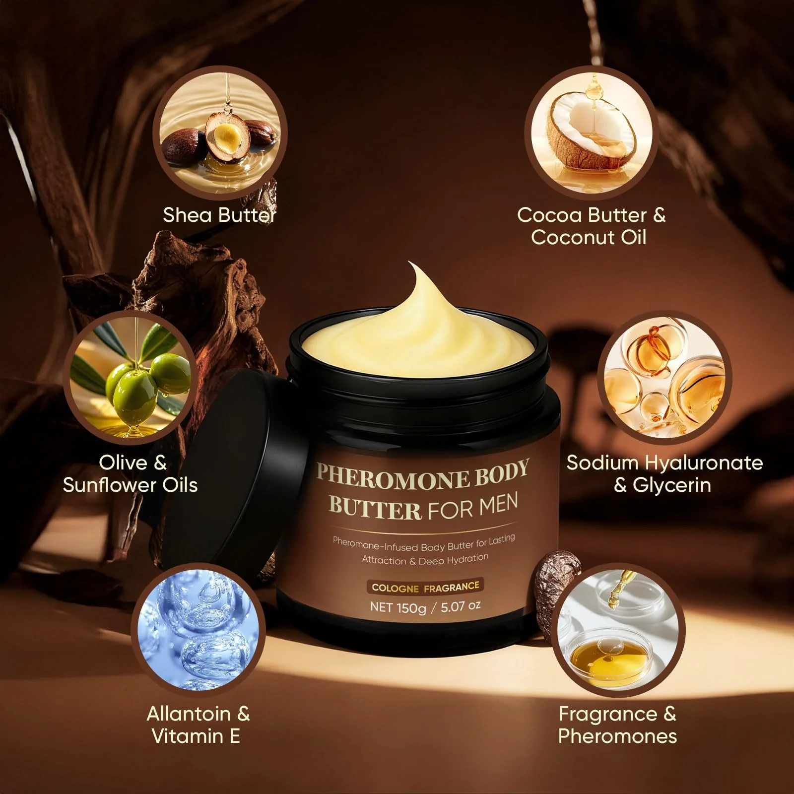 Derperzi Pheromone Body Butter for Men, Body Skin Cream with Shea Butter, Cocoa Butter & Coconut Oil, Long-Lasting Fragrance, Deep Hydration, Non-Greasy, Alcohol-Free, Vegan (1) - Image 5