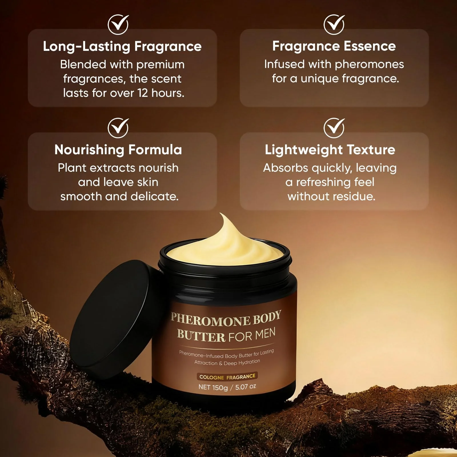 Derperzi Pheromone Body Butter for Men, Body Skin Cream with Shea Butter, Cocoa Butter & Coconut Oil, Long-Lasting Fragrance, Deep Hydration, Non-Greasy, Alcohol-Free, Vegan (1) - Image 7