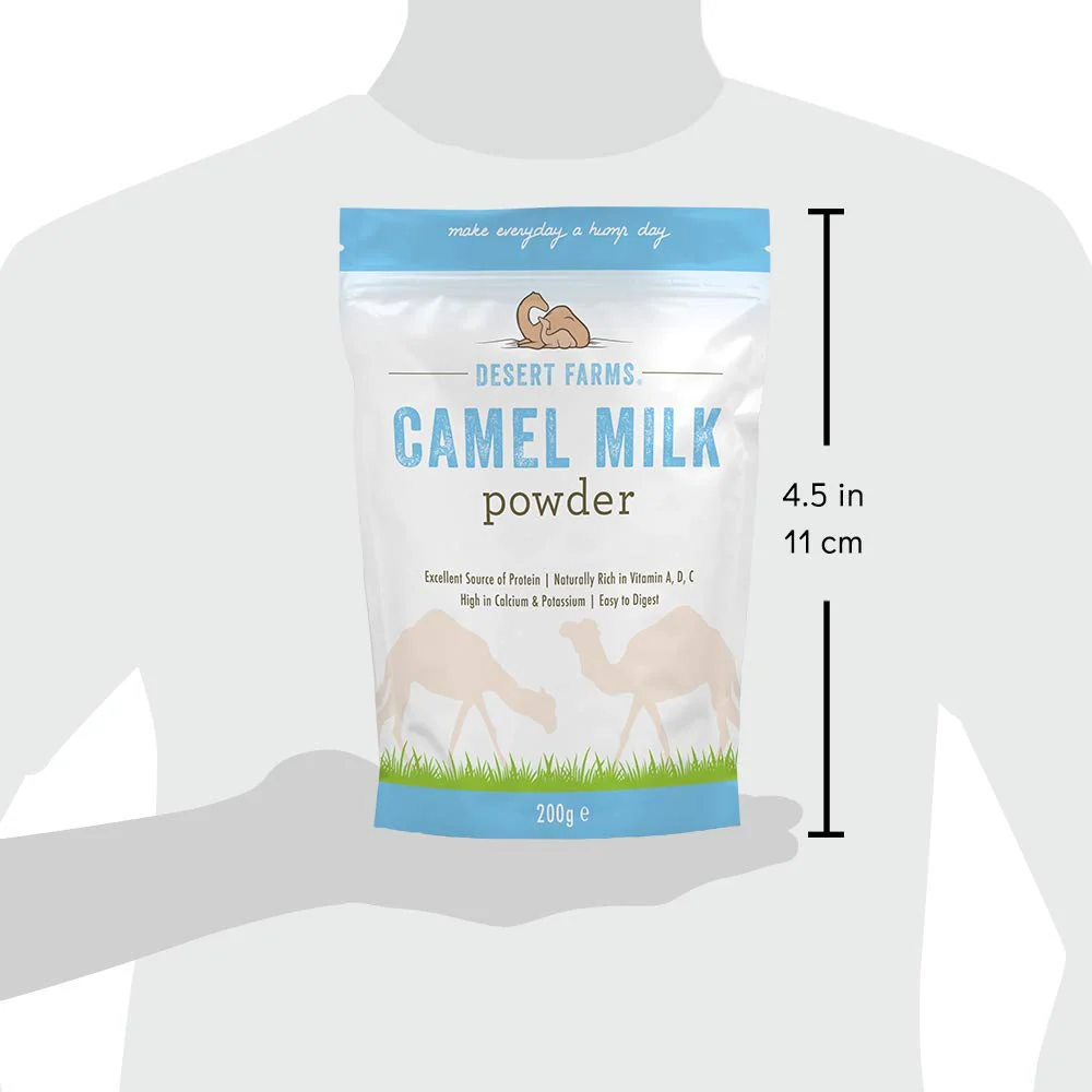 Desert Farms Organic Whole Camel Milk Powder Certified PALEO and KETO Allergen Free Non-GMO Easy to Mix Powder Milk - Excellent Replacement For Goat and Soy Milk - Packaged In The USA (200 Grams)