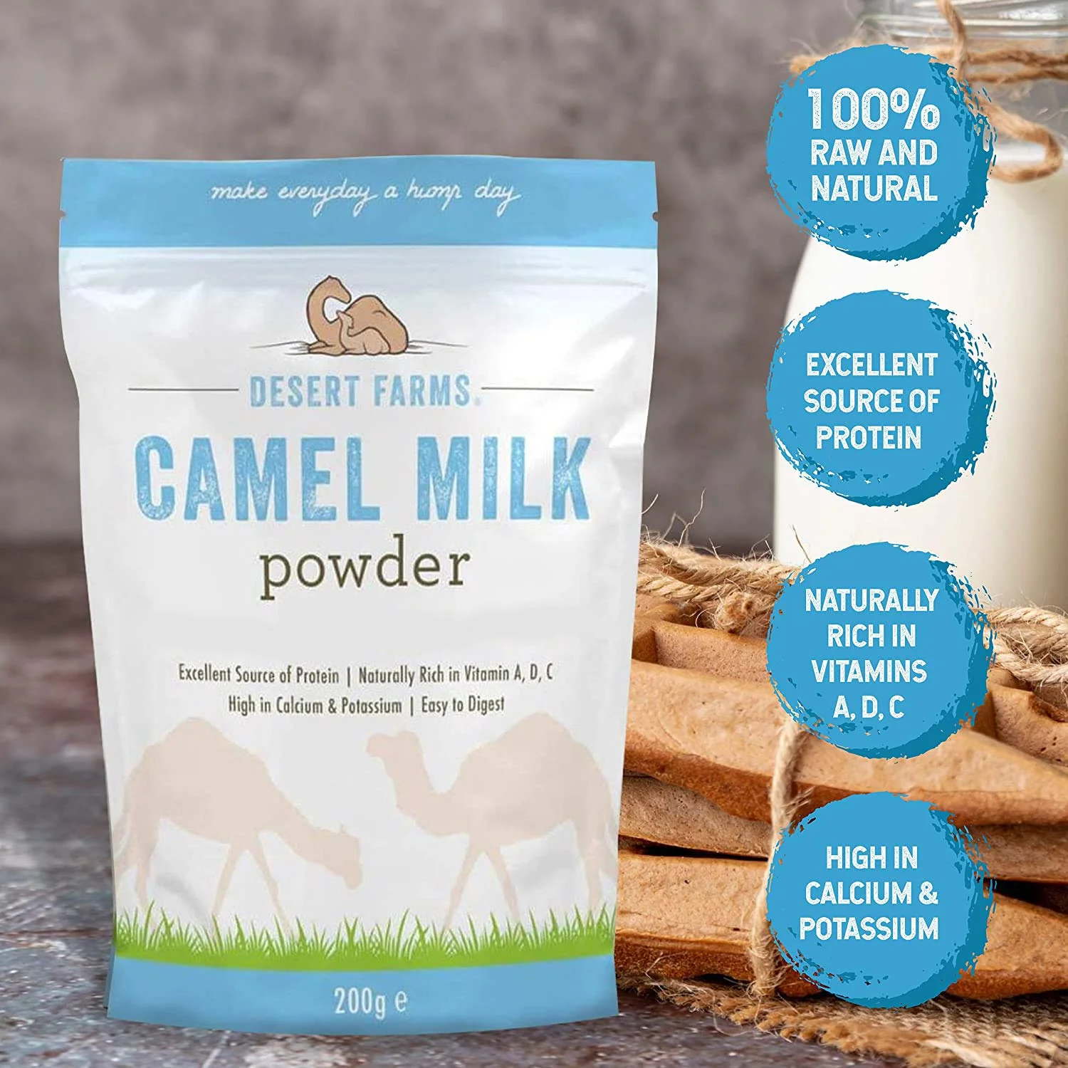 Desert Farms Organic Whole Camel Milk Powder Certified PALEO and KETO Allergen Free Non-GMO Easy to Mix Powder Milk - Excellent Replacement For Goat and Soy Milk - Packaged In The USA (200 Grams) - Image 3