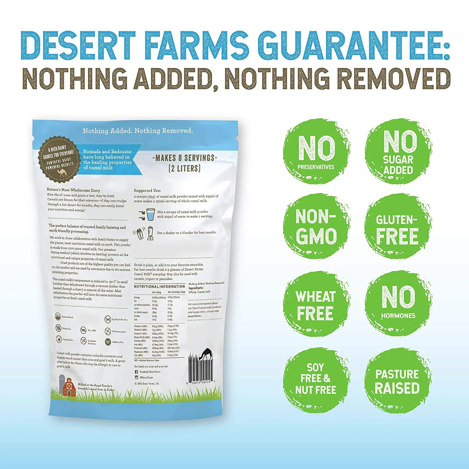 Desert Farms Organic Whole Camel Milk Powder Certified PALEO and KETO Allergen Free Non-GMO Easy to Mix Powder Milk - Excellent Replacement For Goat and Soy Milk - Packaged In The USA (200 Grams) - Image 5