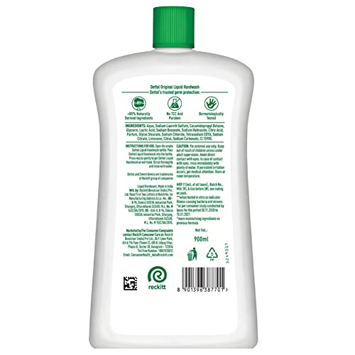 Dettol Original Liquid Handwash | 875ml (29.59 Fl Oz) | Pack of 2 - Image 2