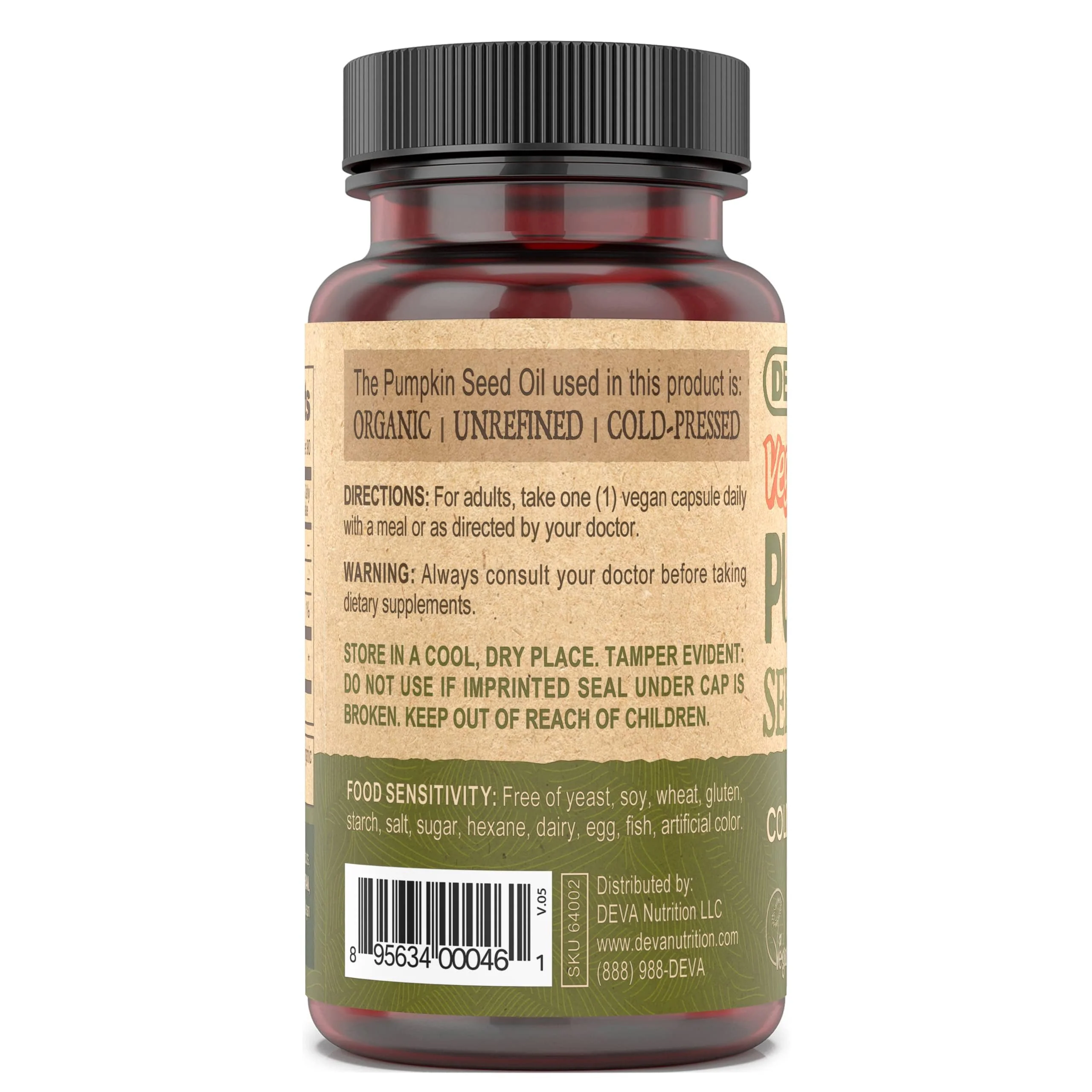DEVA Nutrition Vegan Pumpkin Seed Oil 500 mg, Cold-Pressed & Unrefined - 90 Capsules - Image 5