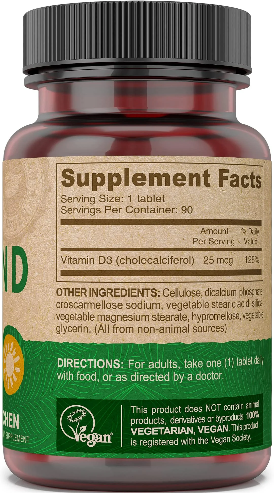 DEVA Vegan Vitamin D3 Supplement - Once-Per-Day Tablet with 1000 IU - Cholecalciferol - Lichen Plant Derived - 90 Small Tablets, 2-Pack - Image 4