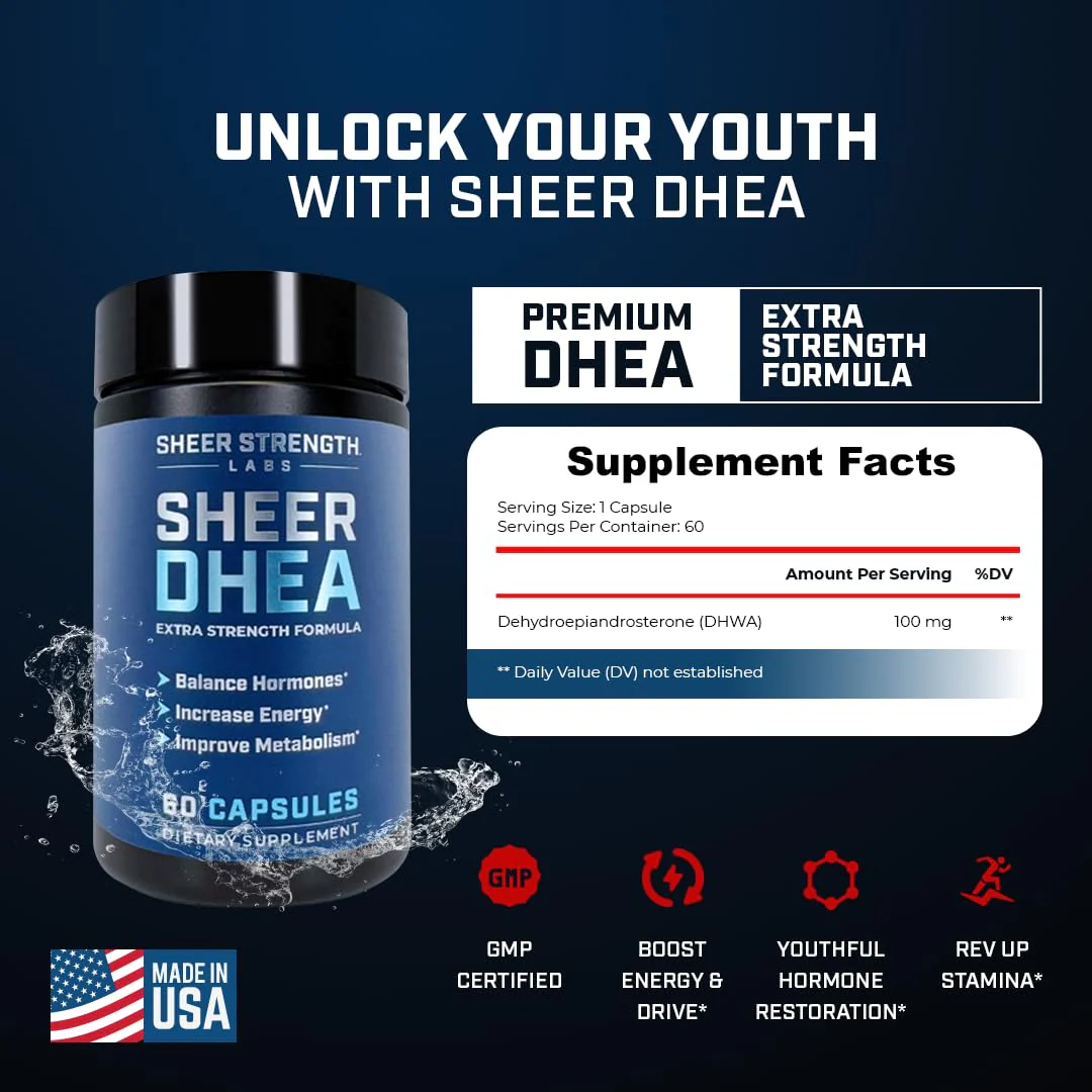 DHEA Supplement for Men DHEA 100mg - Pure DHEA Supplement for Men for Strength and Hormone Balance - DHEA for Women and Men - High Purity Enhanced Absorption 60 SV USA - Image 7