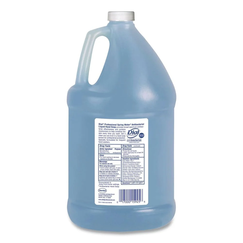 Dial 15926EA Antibacterial Liquid Hand Soap, Spring Water Scent, 1 gal Bottle - Image 5