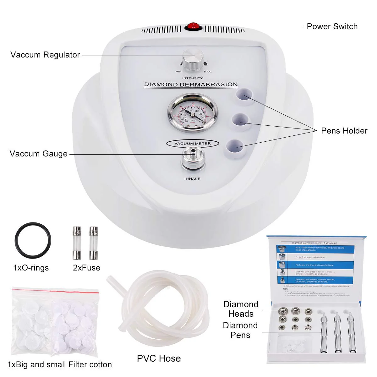 Diamond Microdermabrasion Machine, Yofuly 65-68cmHg Suction Power Professional Dermabrasion, Home Use Facial Skin Care Equipment - Image 4
