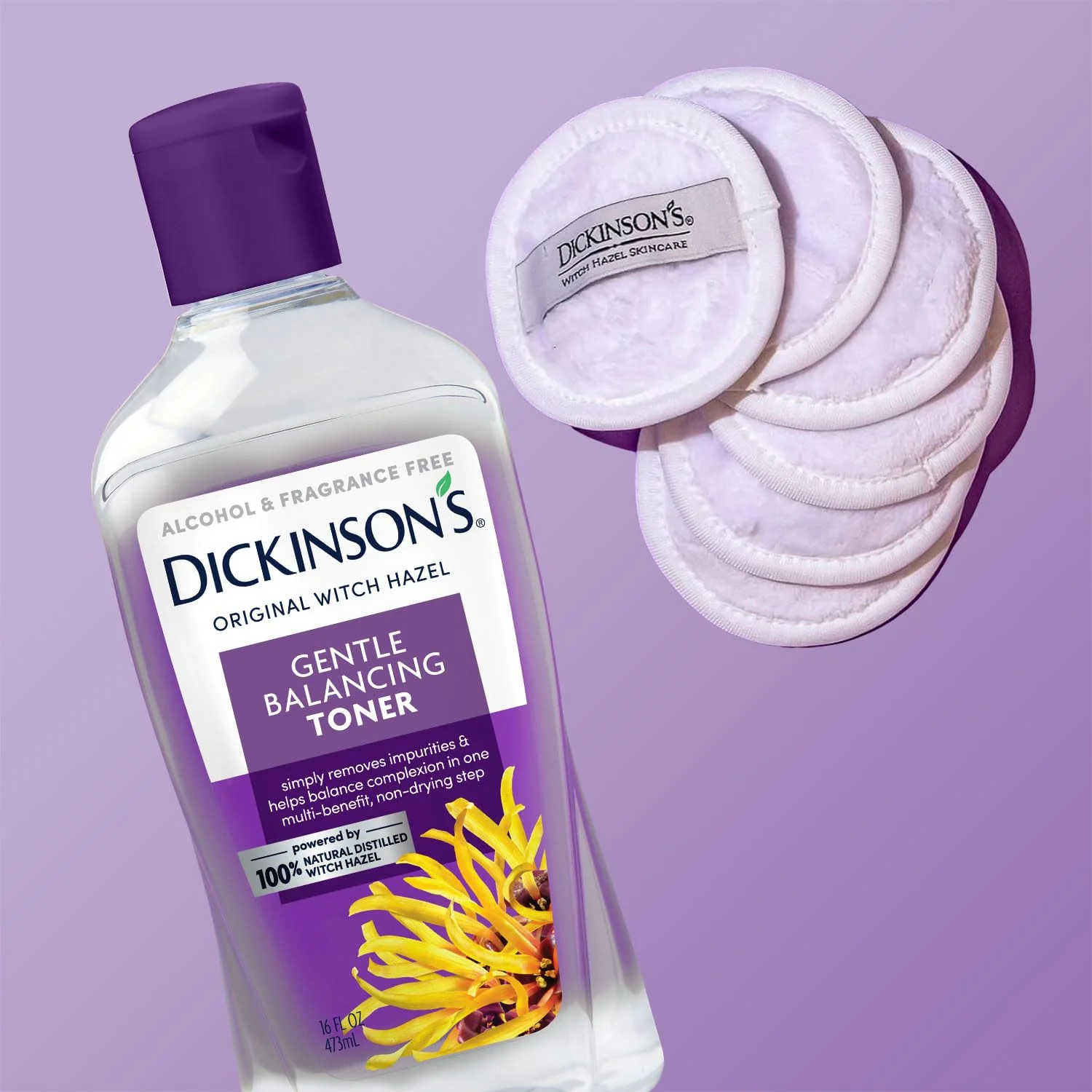 Dickinson's Original Witch Hazel Gentle Balancing Toner, 100% Natural Distilled Witch Hazel, Alcohol & Fragrance Free, Cleans Pores, Calms & Refines Skin, 16 Fl Oz, 3 Count - Image 4