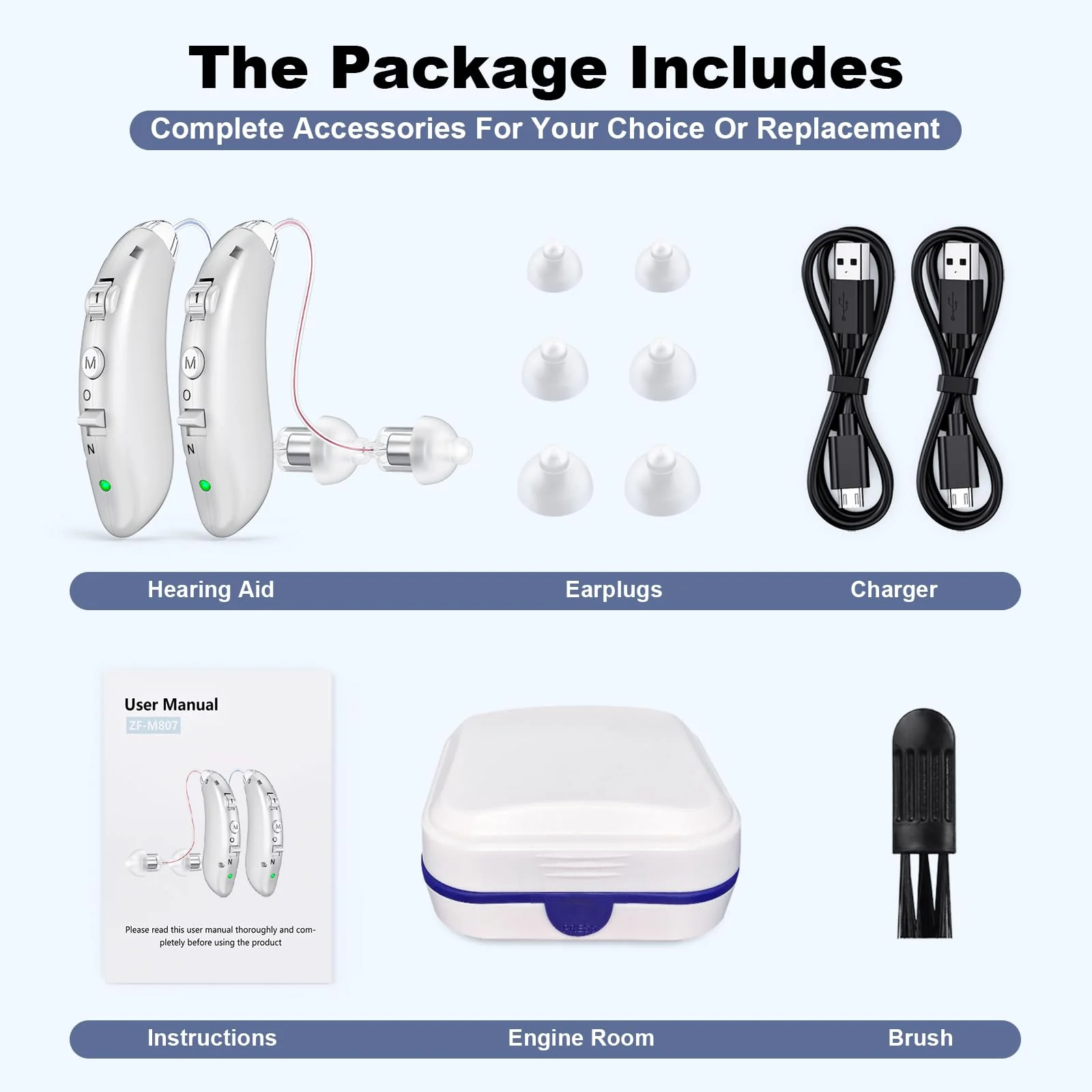 Digital hearing aids for Seniors with noise reduction, rechargeable BTE hearing aid for adults with hearing loss with volume control.