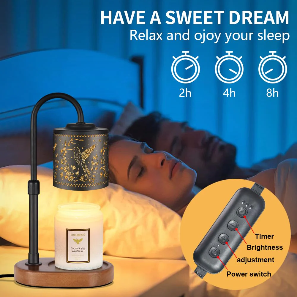 Dimmable Candle Warmer Lamp with Timer Adjustable Height for Scented Jar Candles Electric Candle Wax Melt Warmer for Home Decor Christmas Birthday Gifts for Women Mom(Hummingbird) - Image 6