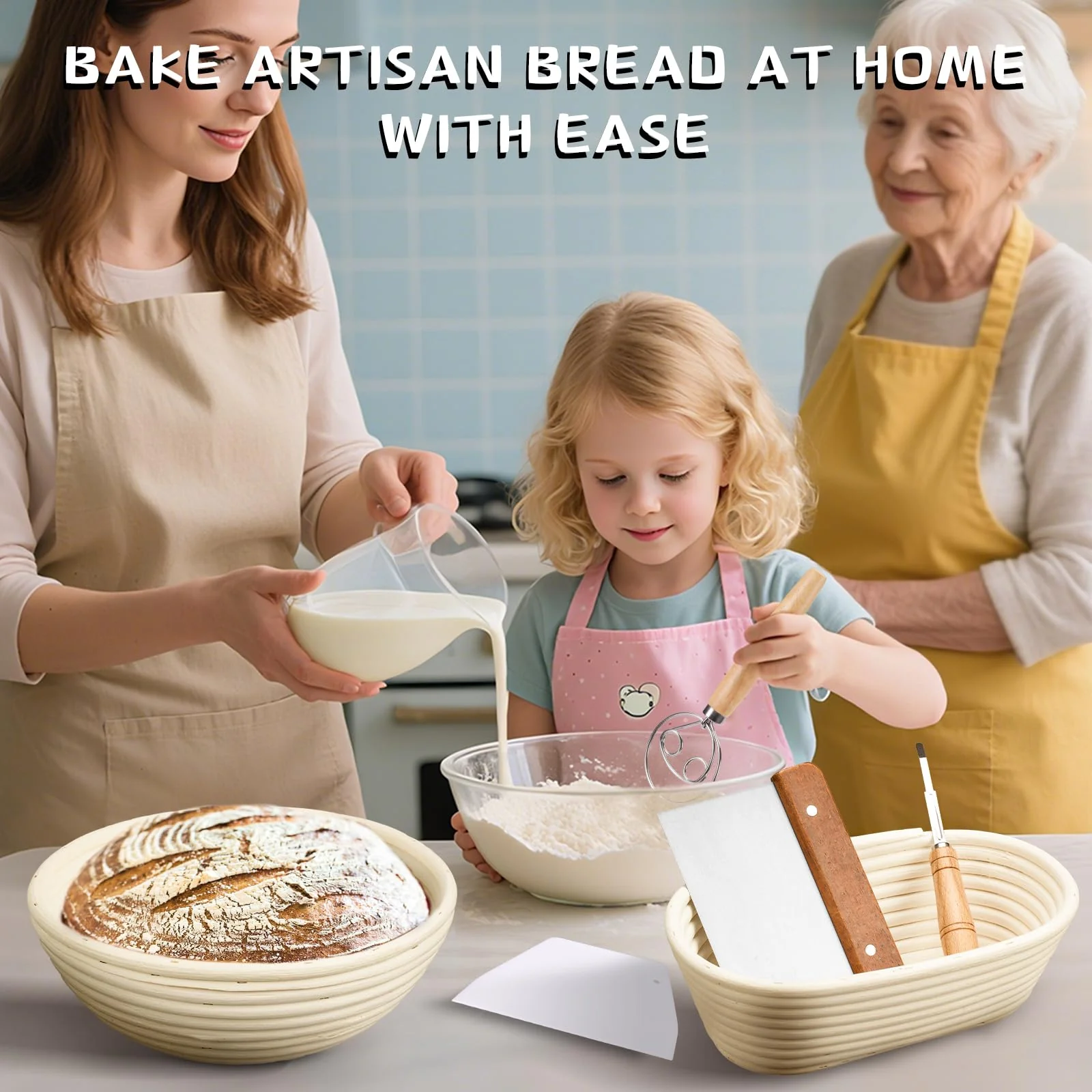 Dimpola Banneton Bread Proofing Basket - Banneton Basket Set Sourdough Proofing Basket Round Proofing Bowls Handmade Rattan Baskets and Liners (Oval & Round Gift Set) - Image 6