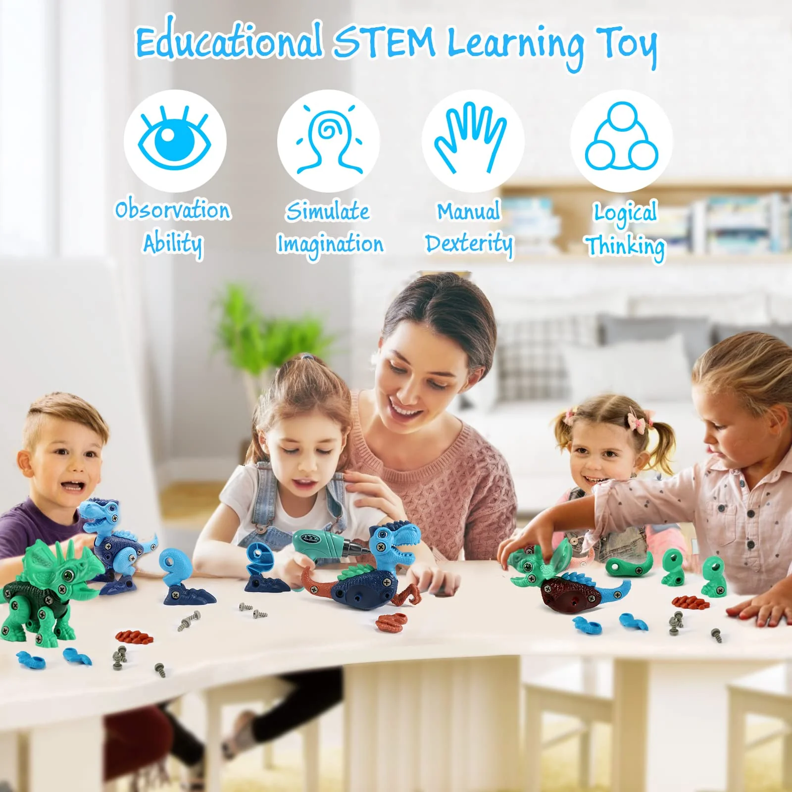 Dinosaur STEM Toys for Kids 3-5, Take Apart Dinosaur Toys with Electric Drill, Educational Building Toy & Construction Set, DIY Christmas Birthday Gifts for 3 4 5 6 7 8 Years Old Boys and Girls - Image 6