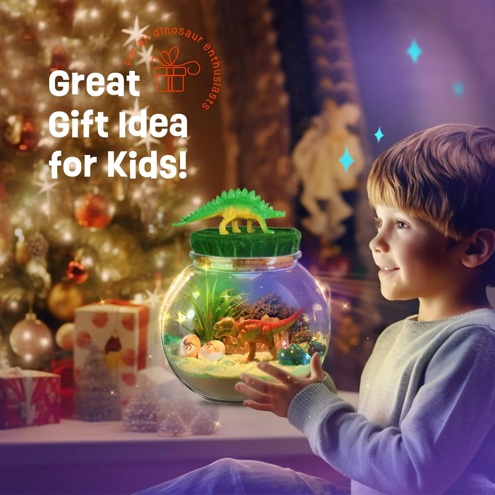Dinosaur Toys for Kids - Dinosaurs Terrarium Kit for Kids - Birthday Christmas Gifts for Boy Ages 4 5 6 7 8-12 Year Old - DIY Dino Toys for Boys - Arts and Crafts Kit for Kid - Image 3