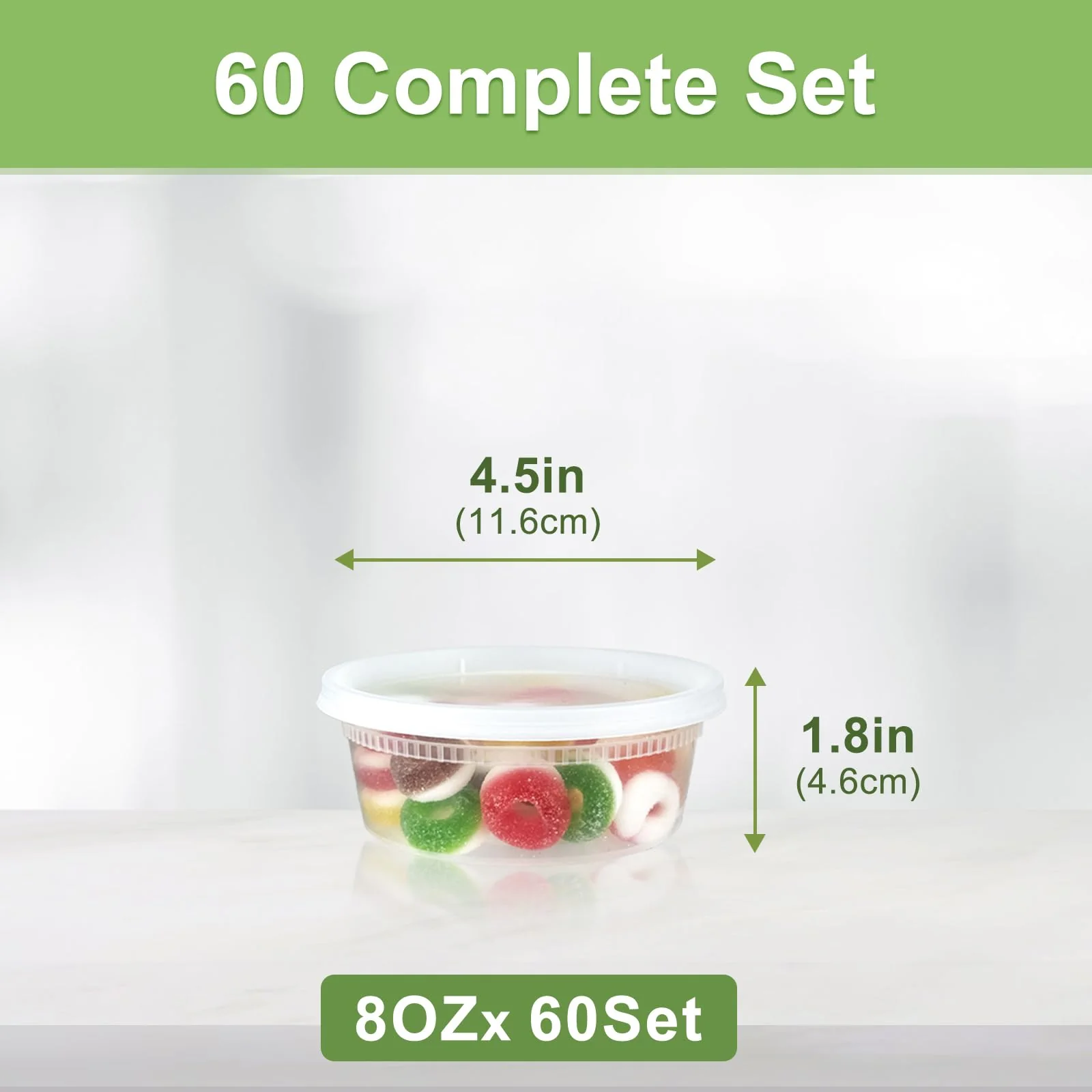 Dipoo 60 Sets (120-Piece) Deli Containers with Lids 8 oz, Leak-Proof & BPA Free Airtight Takeout Plastic Food Storage Containers for Soup, Freezer/Microwave/Dishwasher Safe - Image 2