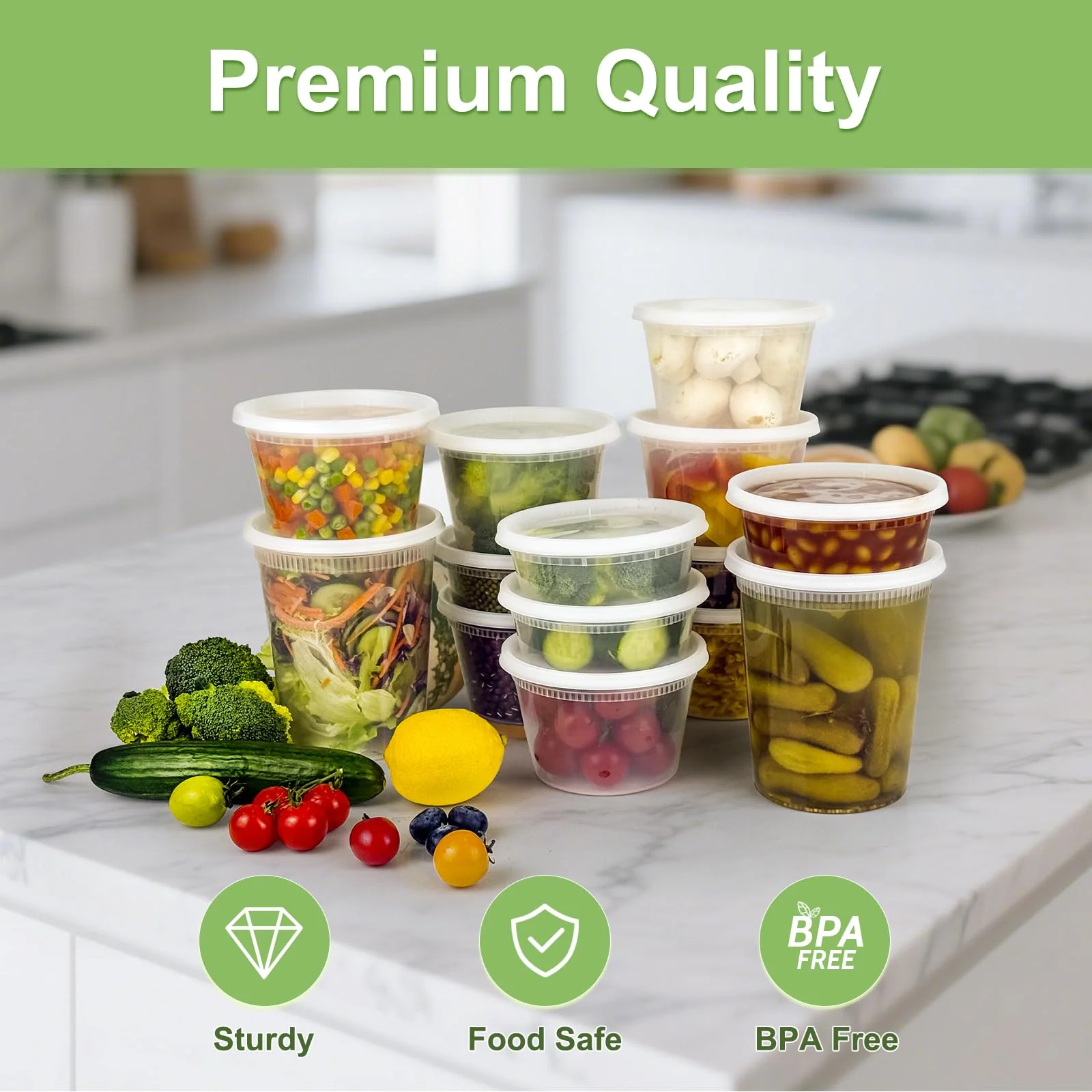 Dipoo 60 Sets (120-Piece) Deli Containers with Lids 8 oz, Leak-Proof & BPA Free Airtight Takeout Plastic Food Storage Containers for Soup, Freezer/Microwave/Dishwasher Safe - Image 4