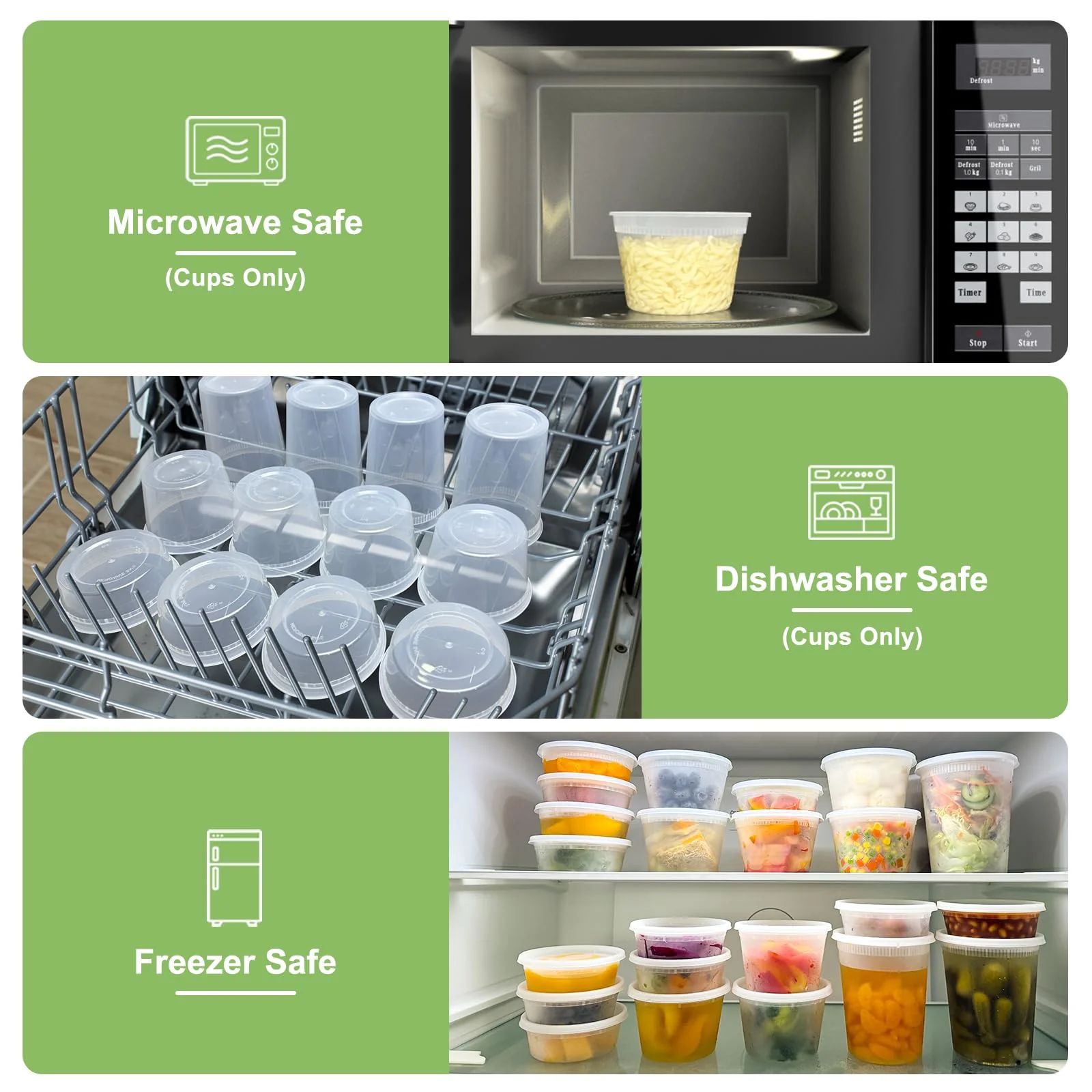 Dipoo 60 Sets (120-Piece) Deli Containers with Lids 8 oz, Leak-Proof & BPA Free Airtight Takeout Plastic Food Storage Containers for Soup, Freezer/Microwave/Dishwasher Safe - Image 5