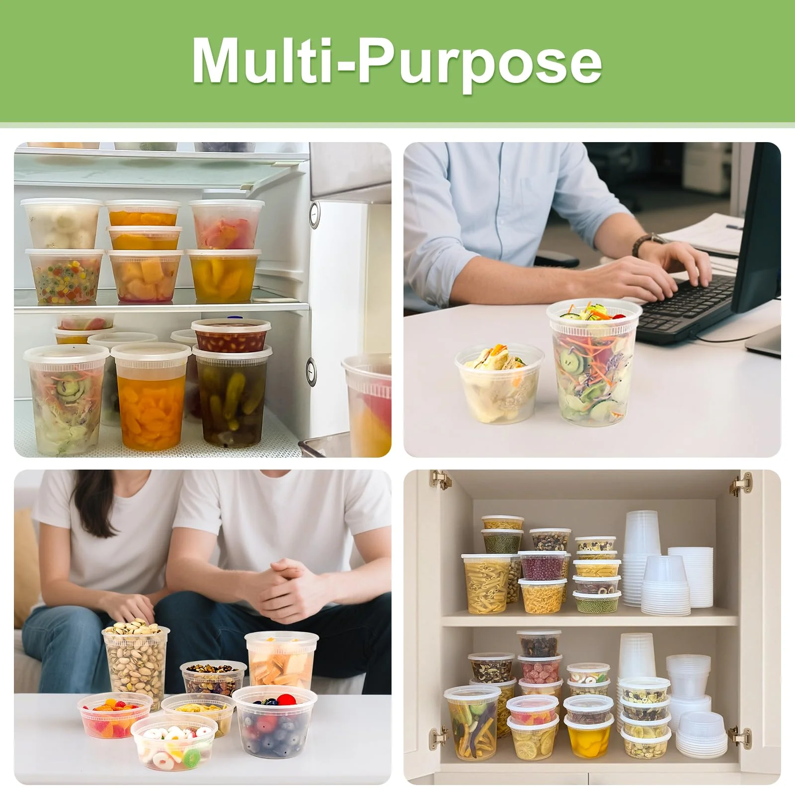 Dipoo 60 Sets (120-Piece) Deli Containers with Lids 8 oz, Leak-Proof & BPA Free Airtight Takeout Plastic Food Storage Containers for Soup, Freezer/Microwave/Dishwasher Safe - Image 6