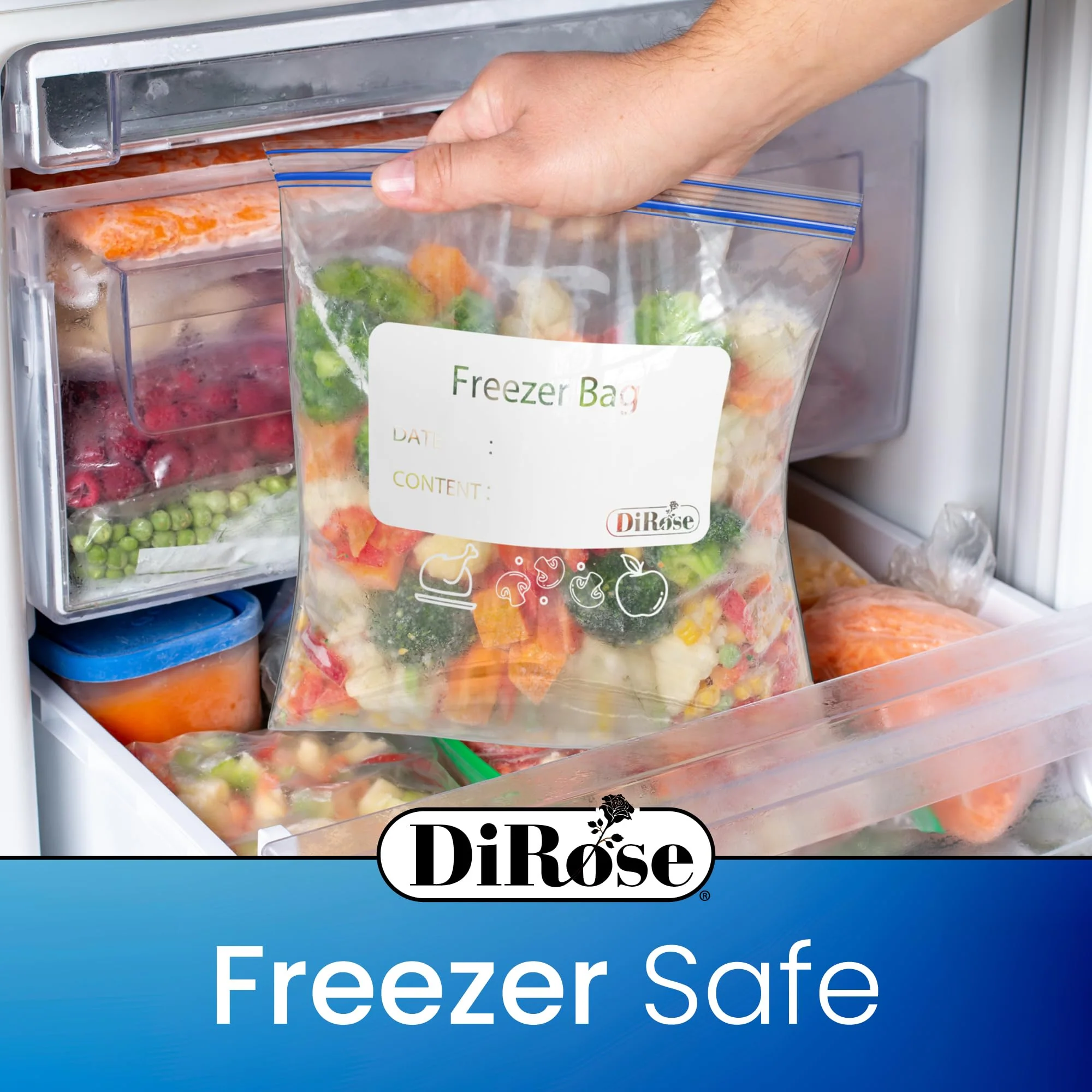 DiRose Reclosable Freezer Bags - 1 Gallon Size (200 Pack) | Double Zipper, Airtight Seal, BPA-Free, Premium Thick Heavy-Duty Bags for Safe and Secure Food Storage - Image 14