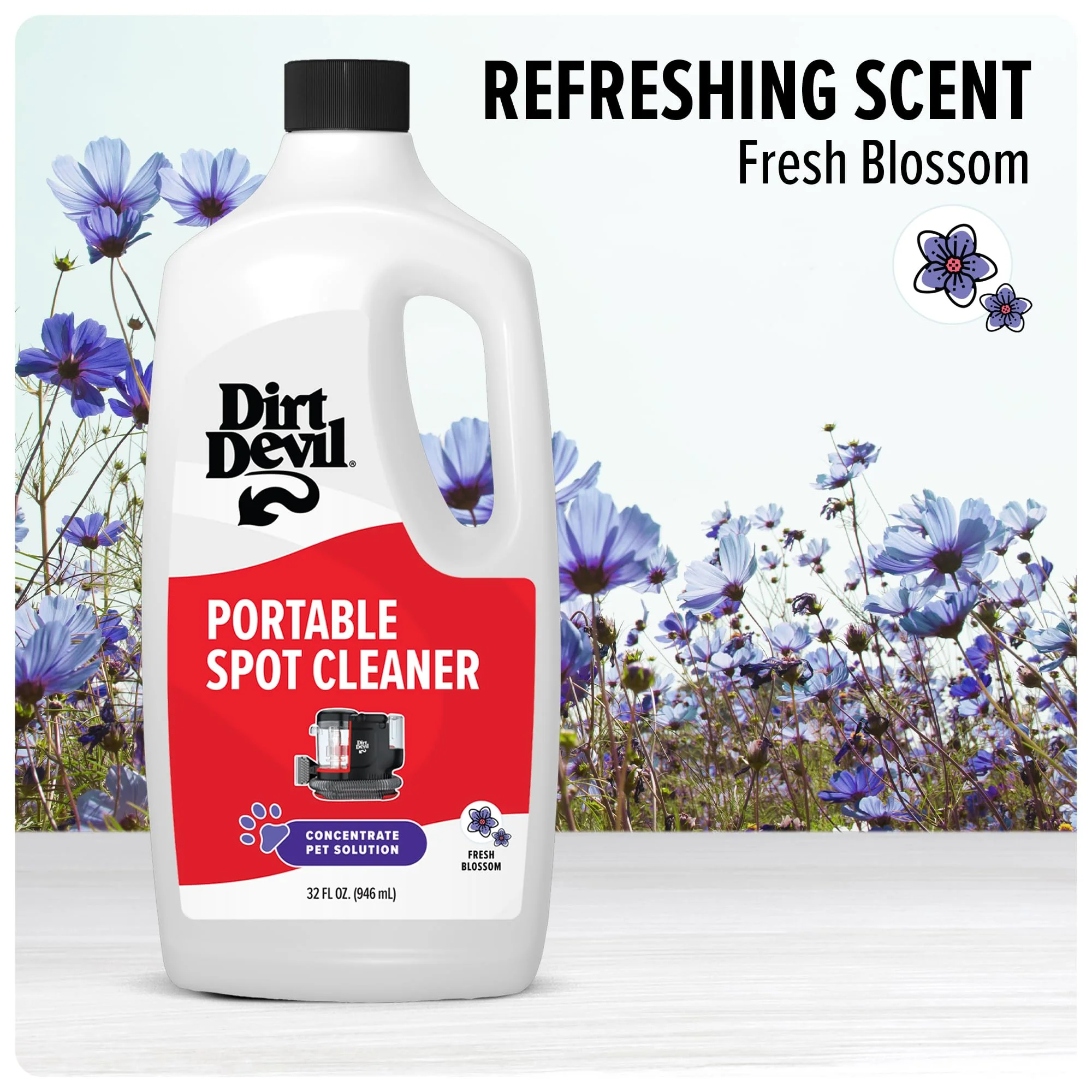 Dirt Devil Pet Portable Spot Cleaner Solution,32 oz.,Fresh Blossom Scent,Upholstery and Carpet Shampoo Solution,Eliminates Pet Messes and Odors,Pair Portable Spot Cleaners,(Pack of 2) - Image 2