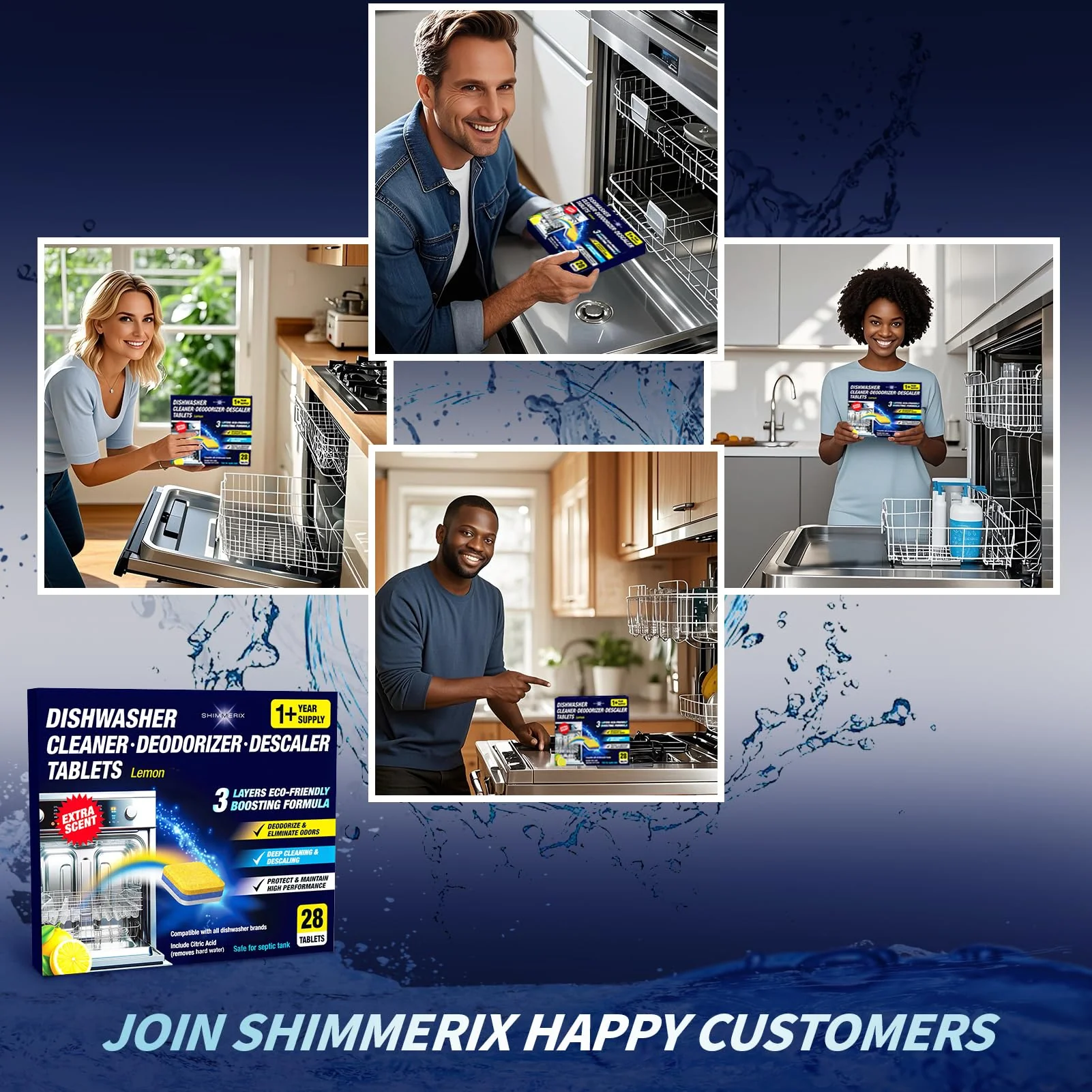 Dishwasher Cleaner Deodorizer Descaler Tablets - 28 Tabs - 1 Plus Year Supply - Extra Scented Deep Cleaning Sanitizer Pods - Remove Hard Water - Contain Citric Acid Heavy Duty Septic Safe - Lemon - Image 2