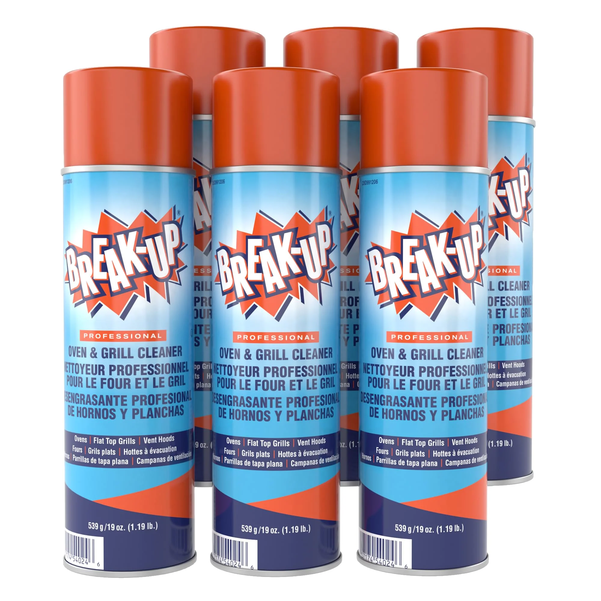 Diversey CBD991206 Break Up Professional Oven & Grill Cleaner, Heavy Duty Spray Removes Baked on Grease, Aerosol, 19-Ounce (Pack of 6)