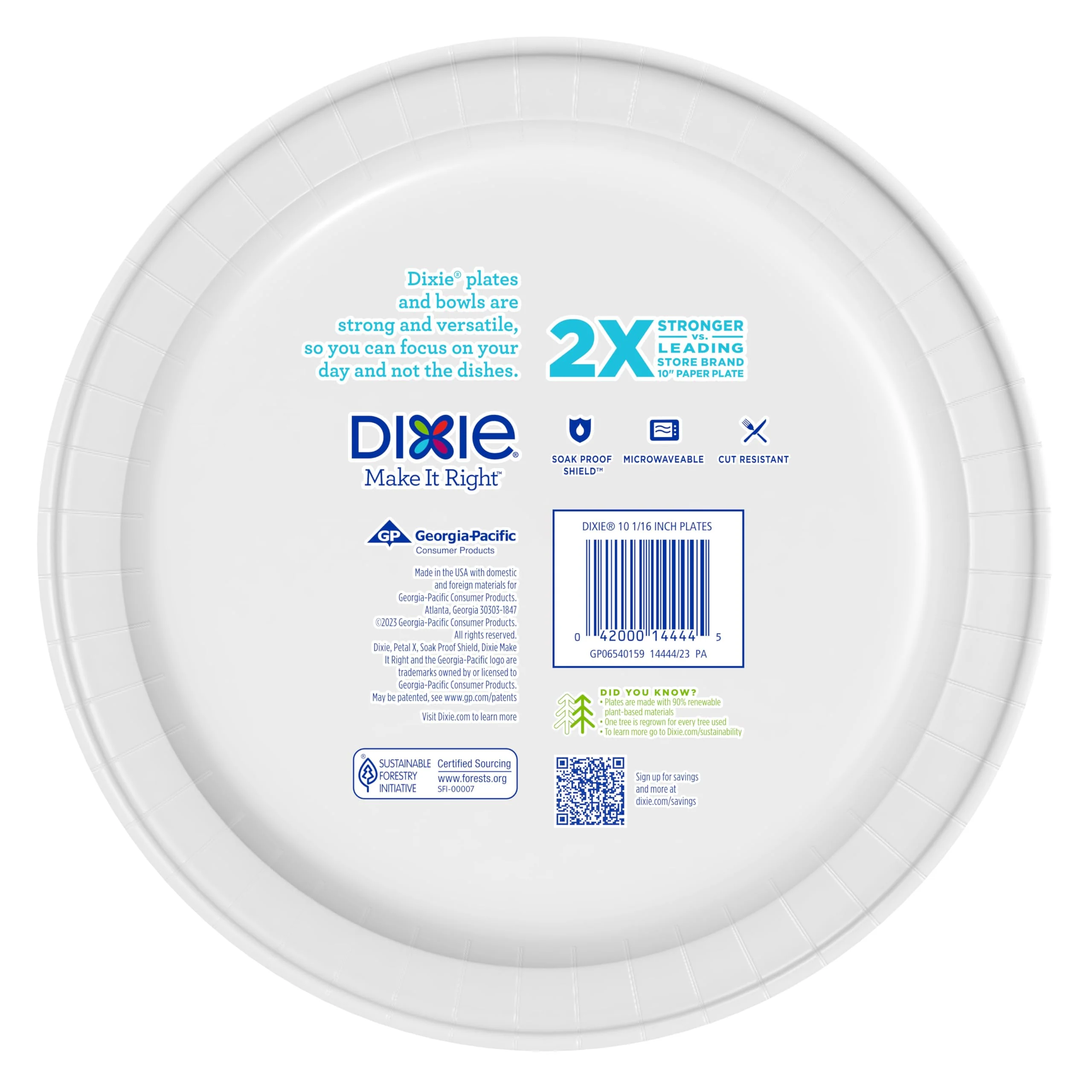 Dixie Large Paper Plates, 10 Inch, 150 Count, 2X Stronger*, Microwave-Safe, Soak-Proof, Cut Resistant, Disposable Plates For Everyday Breakfast, Lunch, & Dinner Meals - Image 8