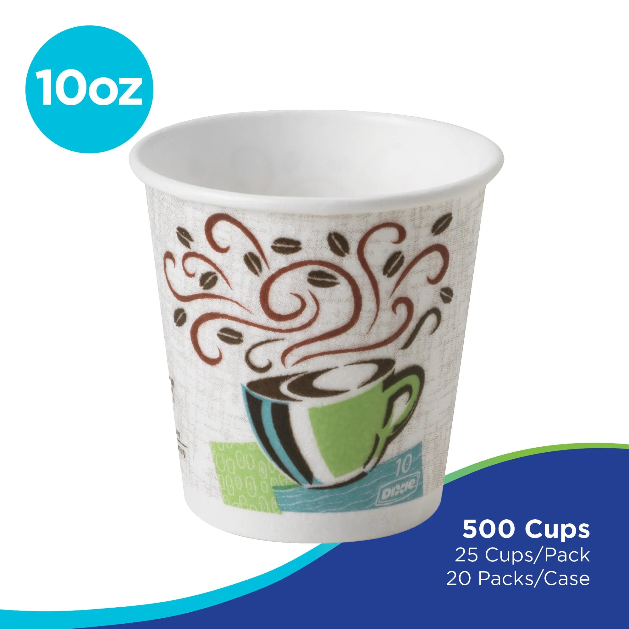 Dixie PerfecTouch 10 oz Paper Coffee Cups by GP PRO, Coffee Haze Design, 500 Count (25 Disposable Cups Sleeve, 20 Sleeves Case), 5310DX - Image 2