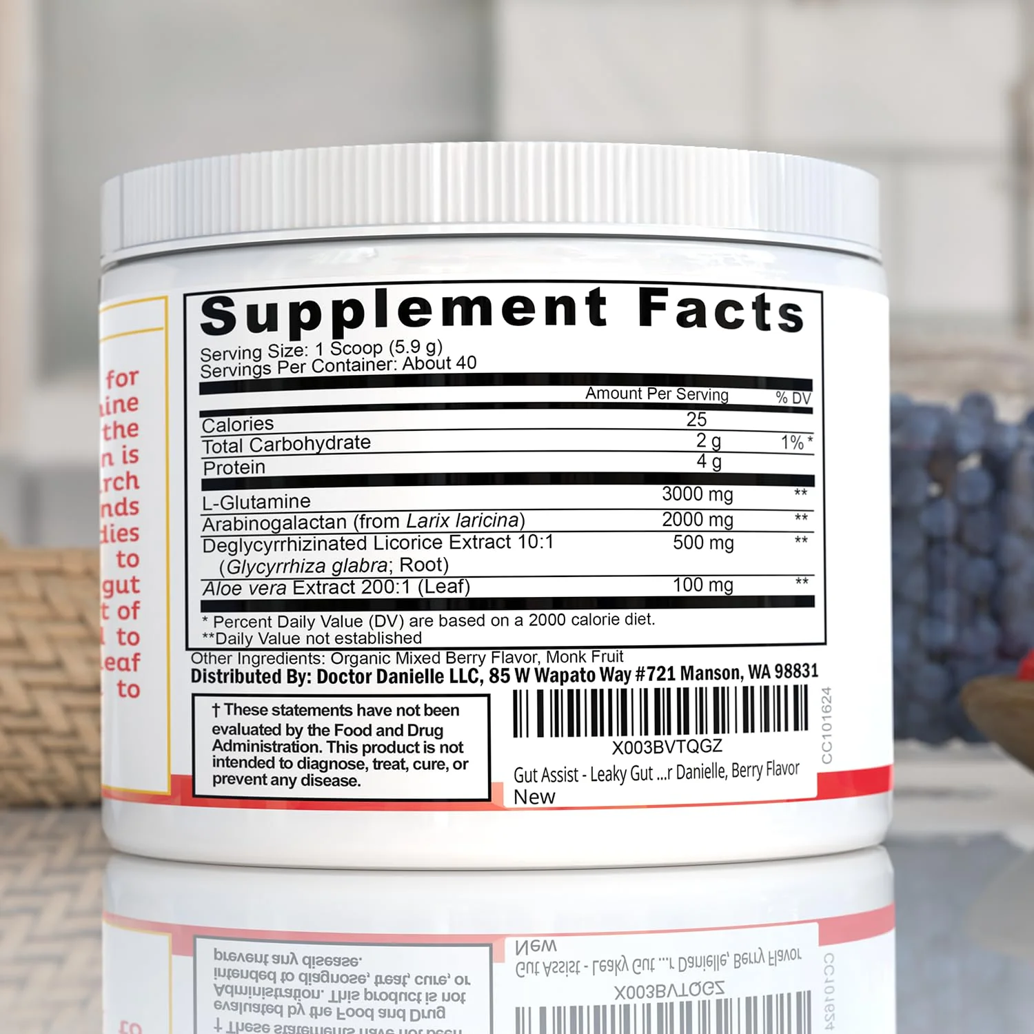 Doctor Danielle Leaky Gut Support Powder | L-Glutamine Gut Lining Formula | Gut Assist by Dr. Danielles, Berry - Image 3