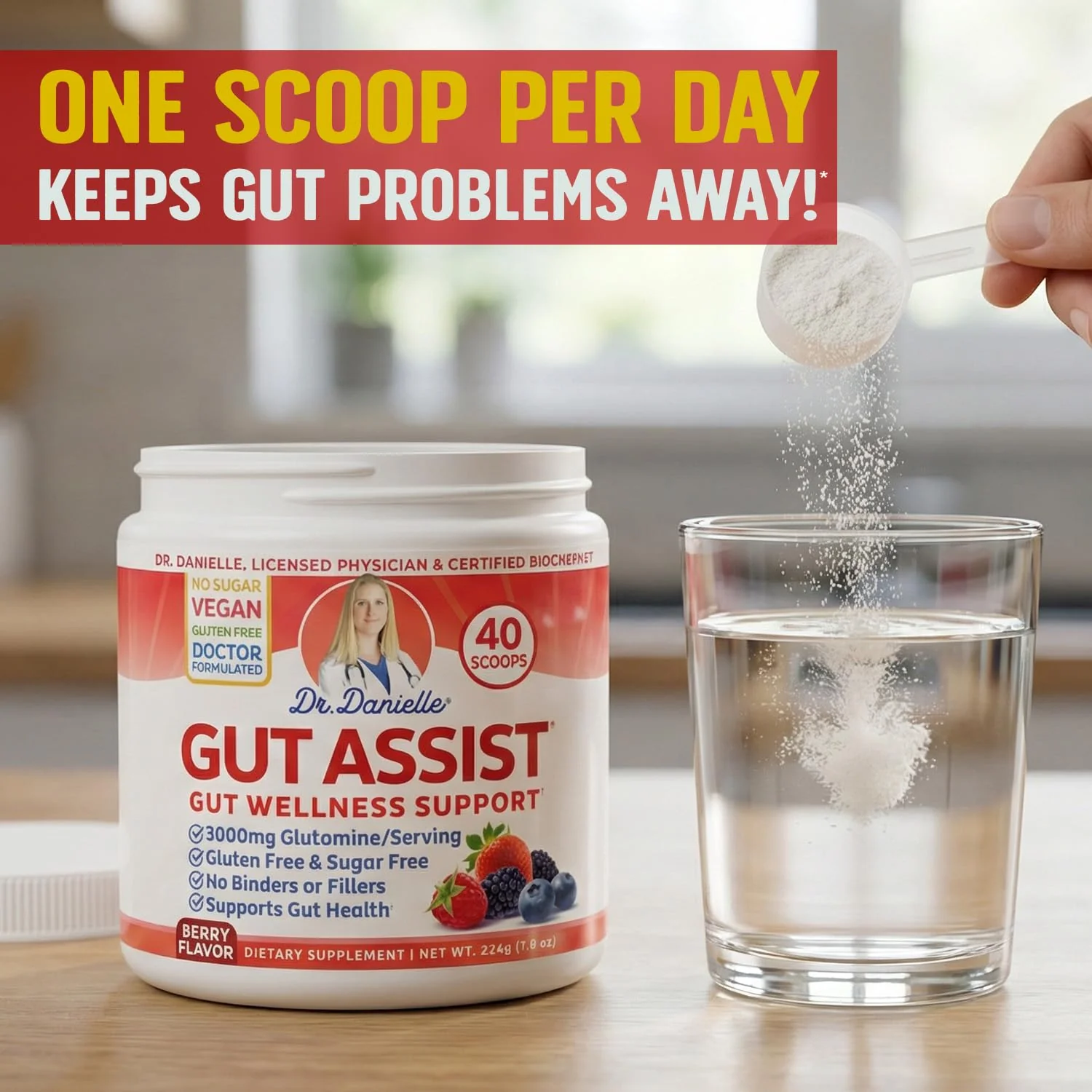 Doctor Danielle Leaky Gut Support Powder | L-Glutamine Gut Lining Formula | Gut Assist by Dr. Danielles, Berry - Image 7