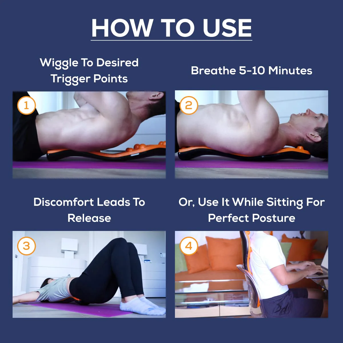 Doctor-Developed, Original Trigger Point Device for Full Back, Neck, Shoulder Pain Relief | Tension Headaches + Migraines | Zero-Stress Neutral Spine | Sitting or Laying | Expect DEEP Pressure - Image 5