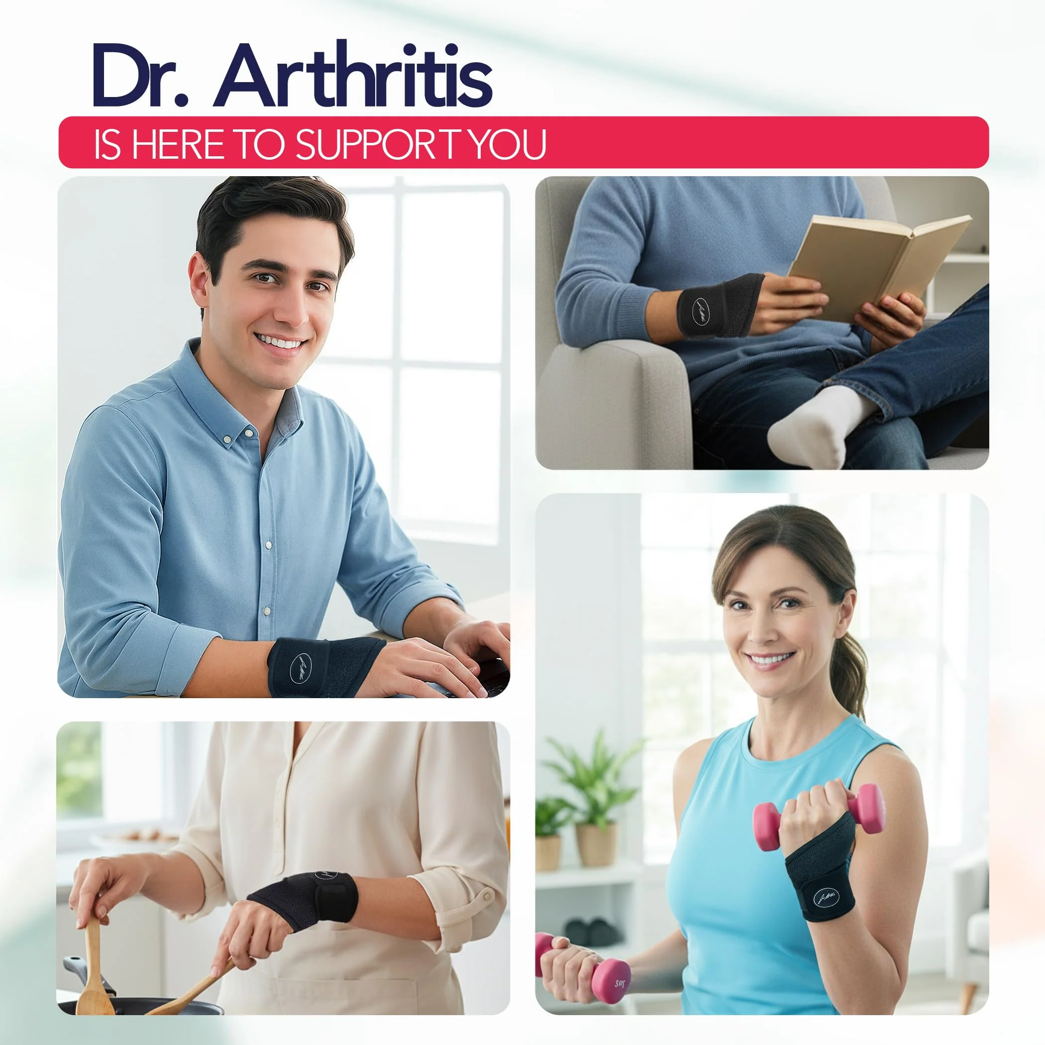 Doctor Developed Wrist Brace, Wrist Wraps for Carpal Tunnel Arthritis, Tendonitis, Hand Support, Ideal for Fitness, Weightlifting - Handbook Included (Bundle- Pack of 3- Medium) - Image 6