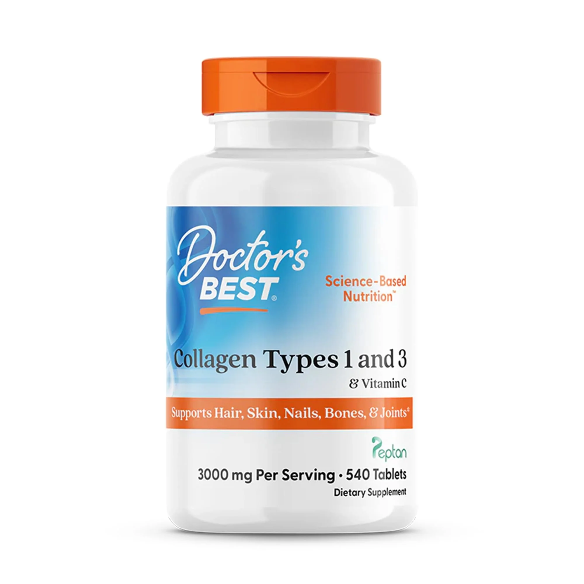 Doctors Best Collagen Types 1 and 3 & Vitamin C, Supports Hair, Skin, Nails, Bones, & Joints, Non-GMO, Gluten Free, Soy Free 540 Tablets