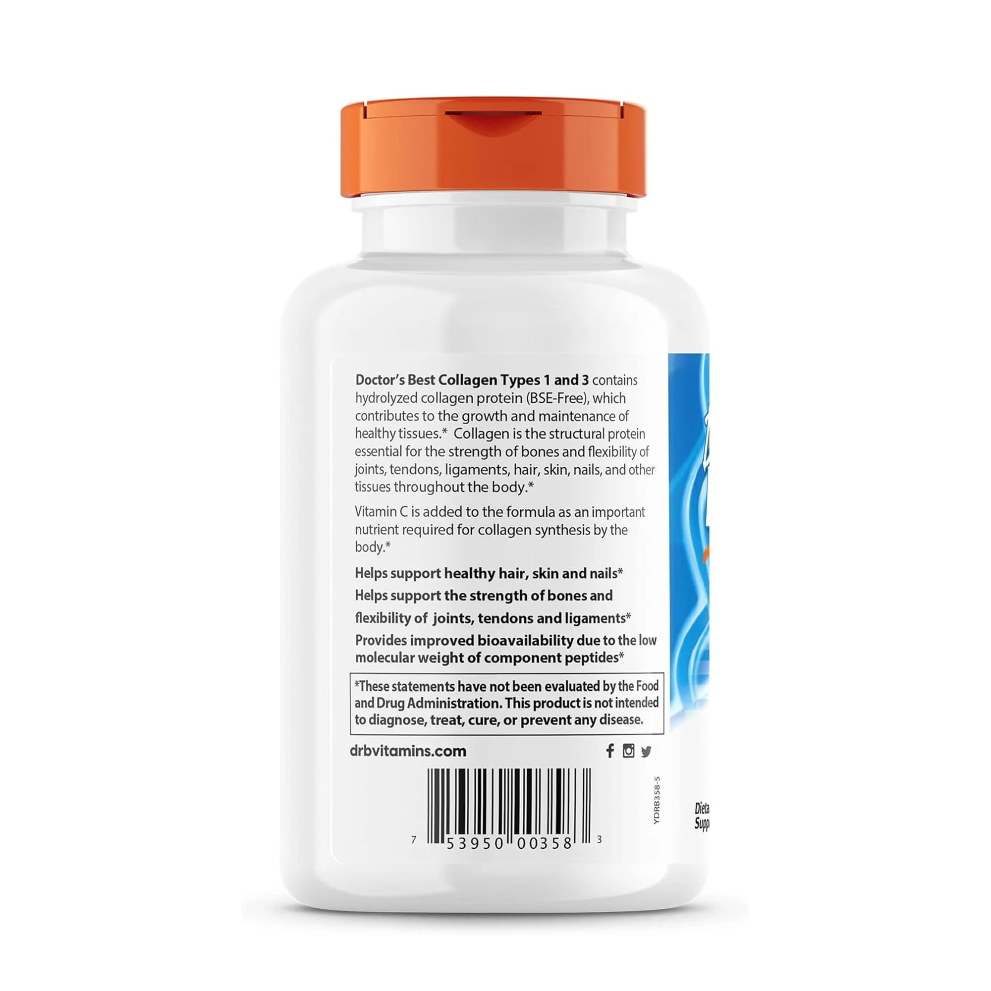 Doctors Best Collagen Types 1 and 3 & Vitamin C, Supports Hair, Skin, Nails, Bones, & Joints, Non-GMO, Gluten Free, Soy Free 540 Tablets - Image 6