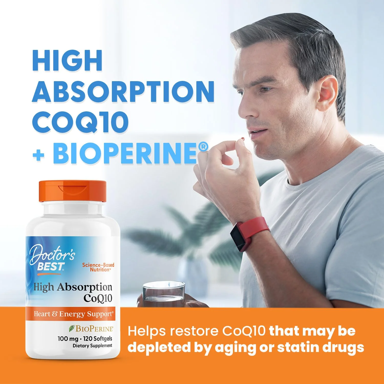 Doctor's Best High Absorption CoQ10 with BioPerine Supplement - Coenzyme Q10 Softgels for Heart Health & Antioxidant Support, Naturally Fermented CoQ10 100mg for Women & Men, Non GMO - 120 Softgels - Image 3