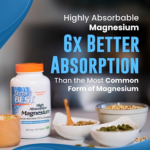 Doctor's Best High Absorption Magnesium Glycinate Lysinate, 100% Chelated, Non-GMO, Vegan, Gluten & Soy Free, 100 mg, 240 Count - Image 3