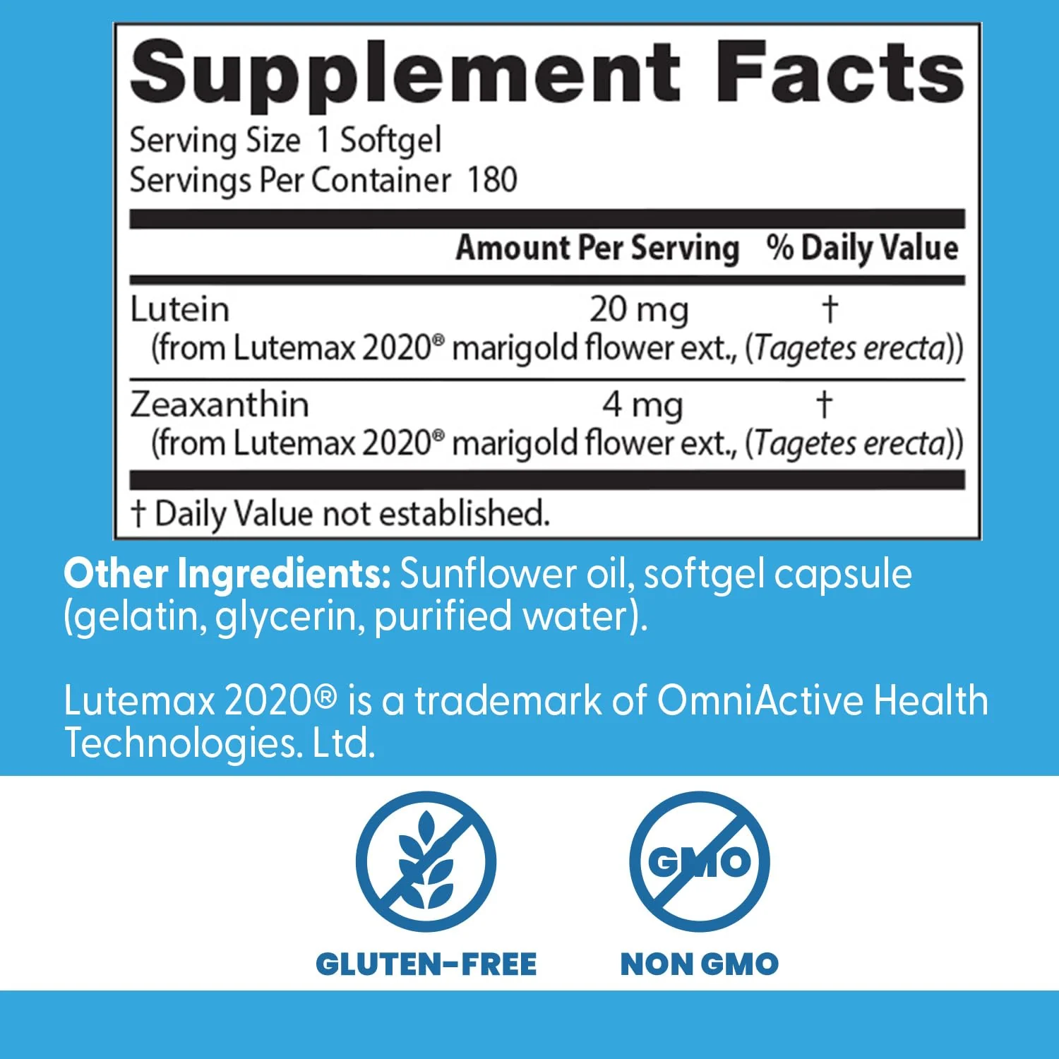 Doctor's Best Lutein Supplement 20mg with Zeaxanthin - Lutein for Eyes, Eye Health Vitamins for Men & Women, Vision and Macular Health Support, Lutemax 2020 Marigold Flower Extract - 180 Softgels - Image 7