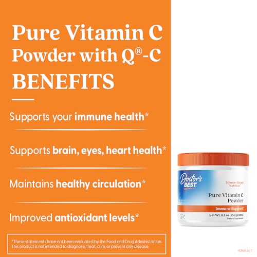 Doctor's Best Vitamin C Powder with Q-C, Healthy Immune System, Brain, Eyes, Heart and Circulation, Joints, Sourced from Scotland, 250G, 8.8 Ounce - Image 7