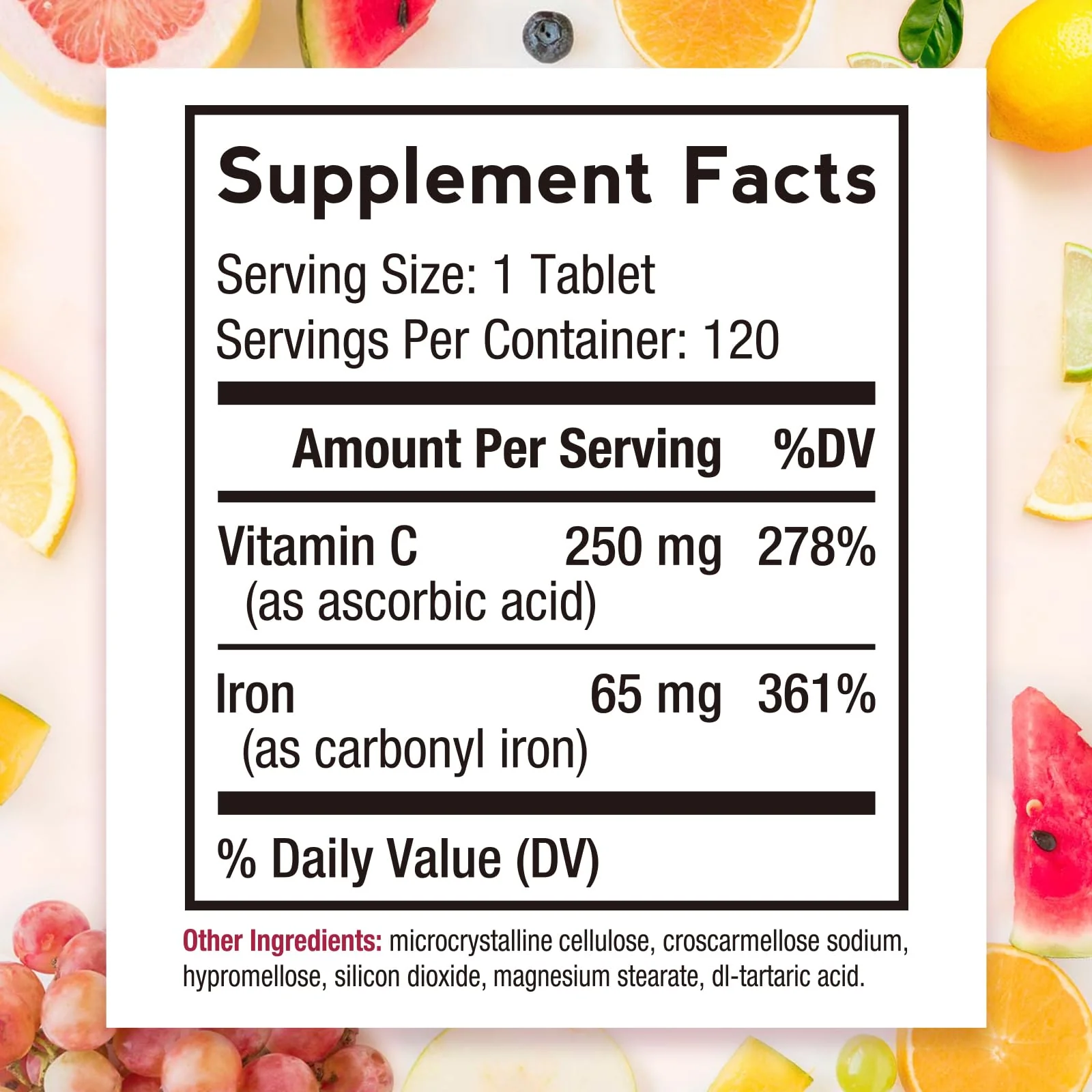 Doctor's Recipes Iron Supplement 65 mg with Vitamin C - Maximized Absorption & Stomach Friendly Iron Pills for Red Blood Cells Formation, Heart, Brain & Immunity Health - Vegan Non-GMO 120 Iron Tabs - Image 2
