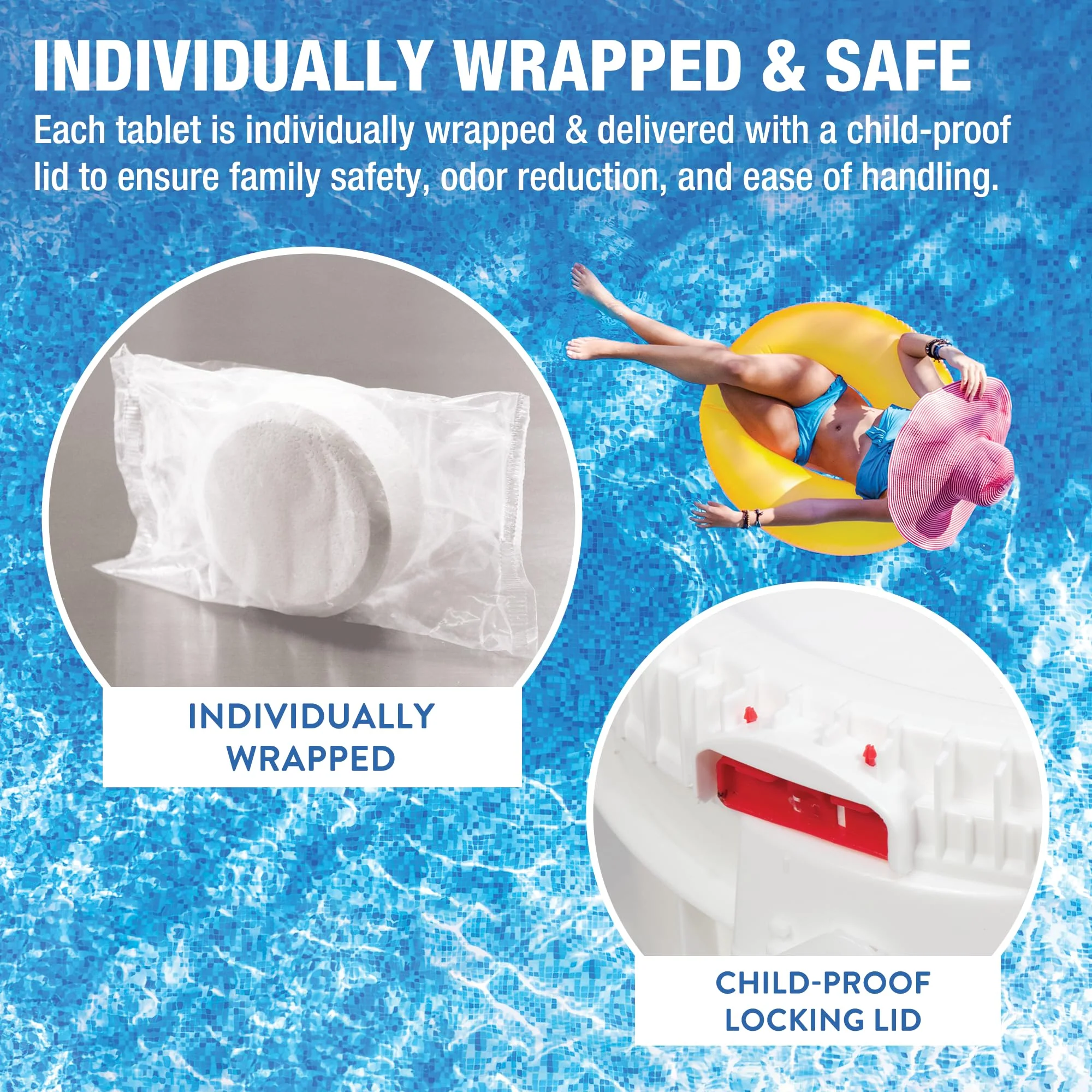 Doheny’s 3-Inch Stabilized Chlorine Tablets for Sanitizing Swimming Pools | 99% Pure Tri-Chlor, 90% Available Chlorine | Long-Lasting, UV-Protected, Slow-Dissolving | Individually Wrapped 10lb Bucket - Image 6