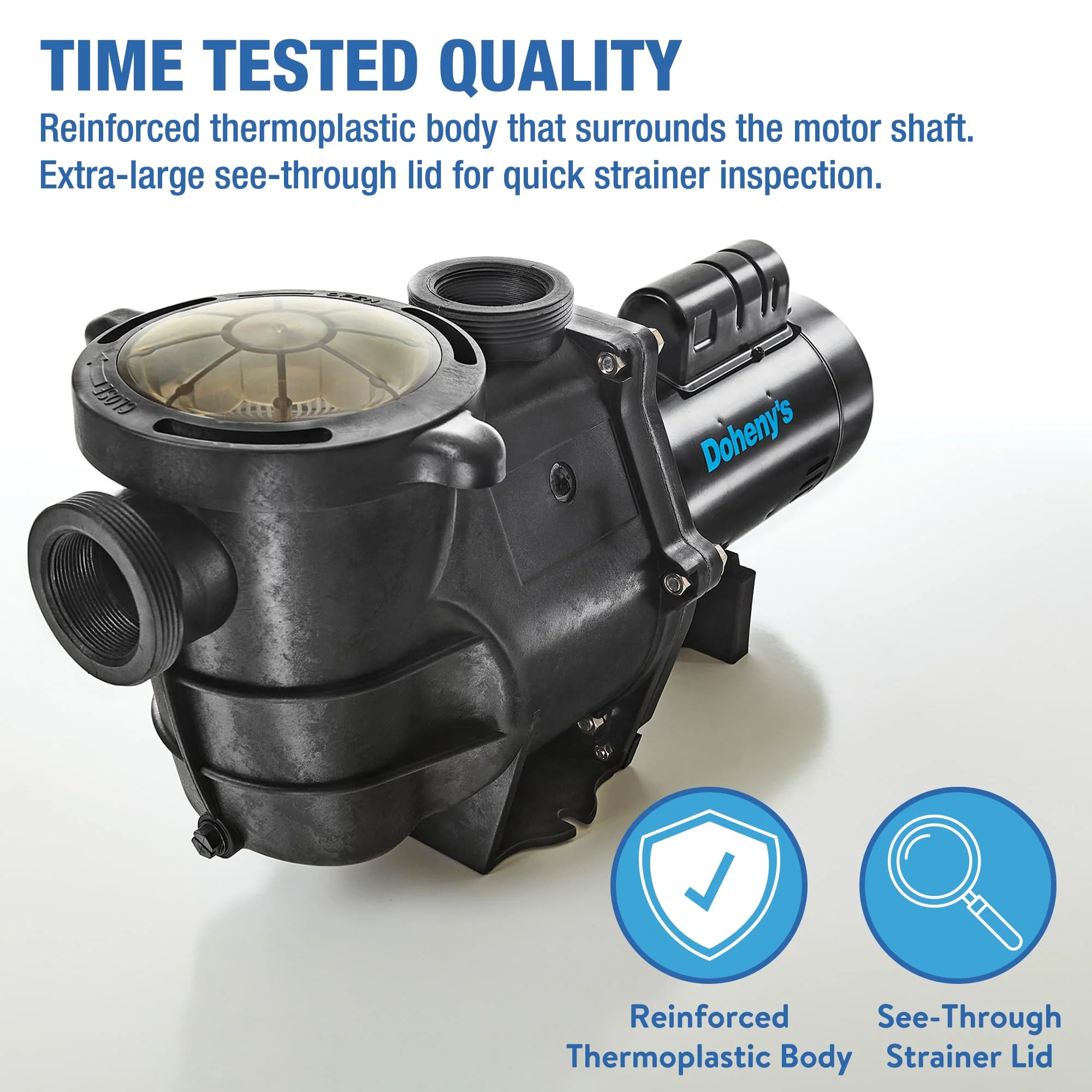 Doheny's Inground Swimming Pool Pro Pump | 1 HP, 115V/230V, 83 GPM | Self-Priming, Heavy-Duty, Low-Noise, High-Efficiency | Stainless Steel Shaft, Reinforced Thermoplastic, CSA & ETL Certified - Image 7