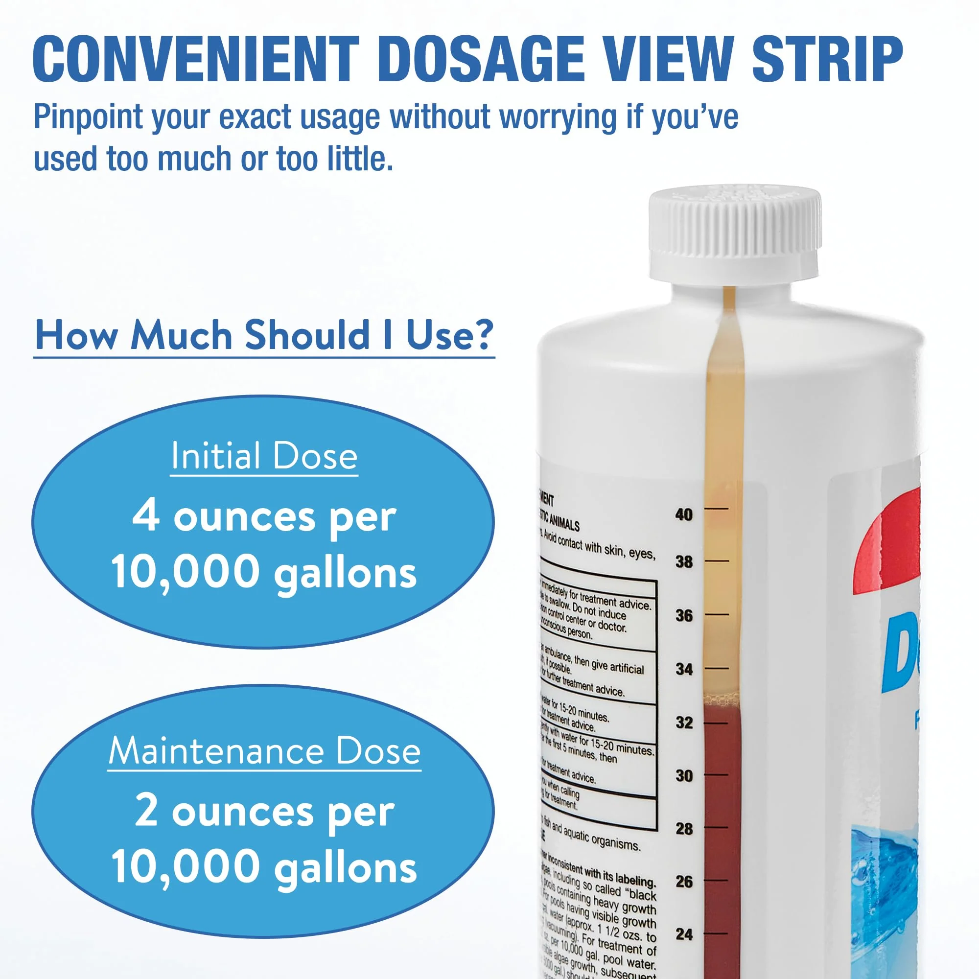 Doheny's Super Algaecide Plus | Pro-Grade | Effective Against Most Algae Types | 7.1% Chelated Copper (Reduces Staining) | Non-Foaming, No Clouding | Safe to Swim After Use | 4 x 40oz Bottles (160oz) - Image 7