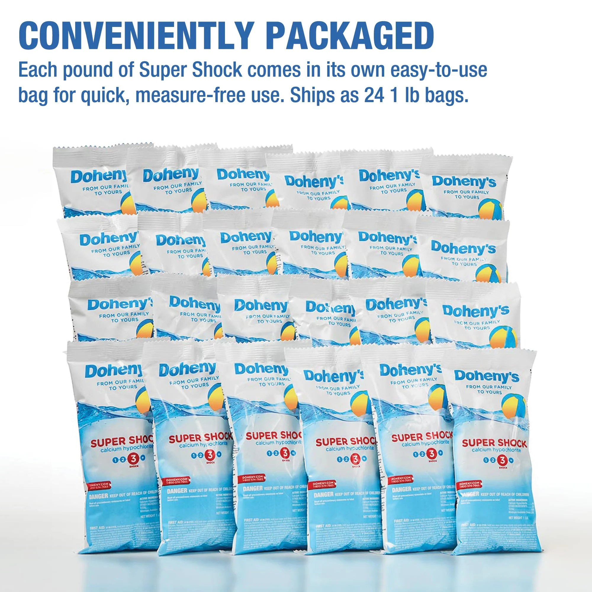 Doheny's Super Pool Shock | Pro-Grade Chlorine Shock, Quick-Dissolving, Fast-Acting 68% Cal-Hypo Granular Pool Shock | 24 x 1lb Bags, Proudly Made in the USA - Image 6