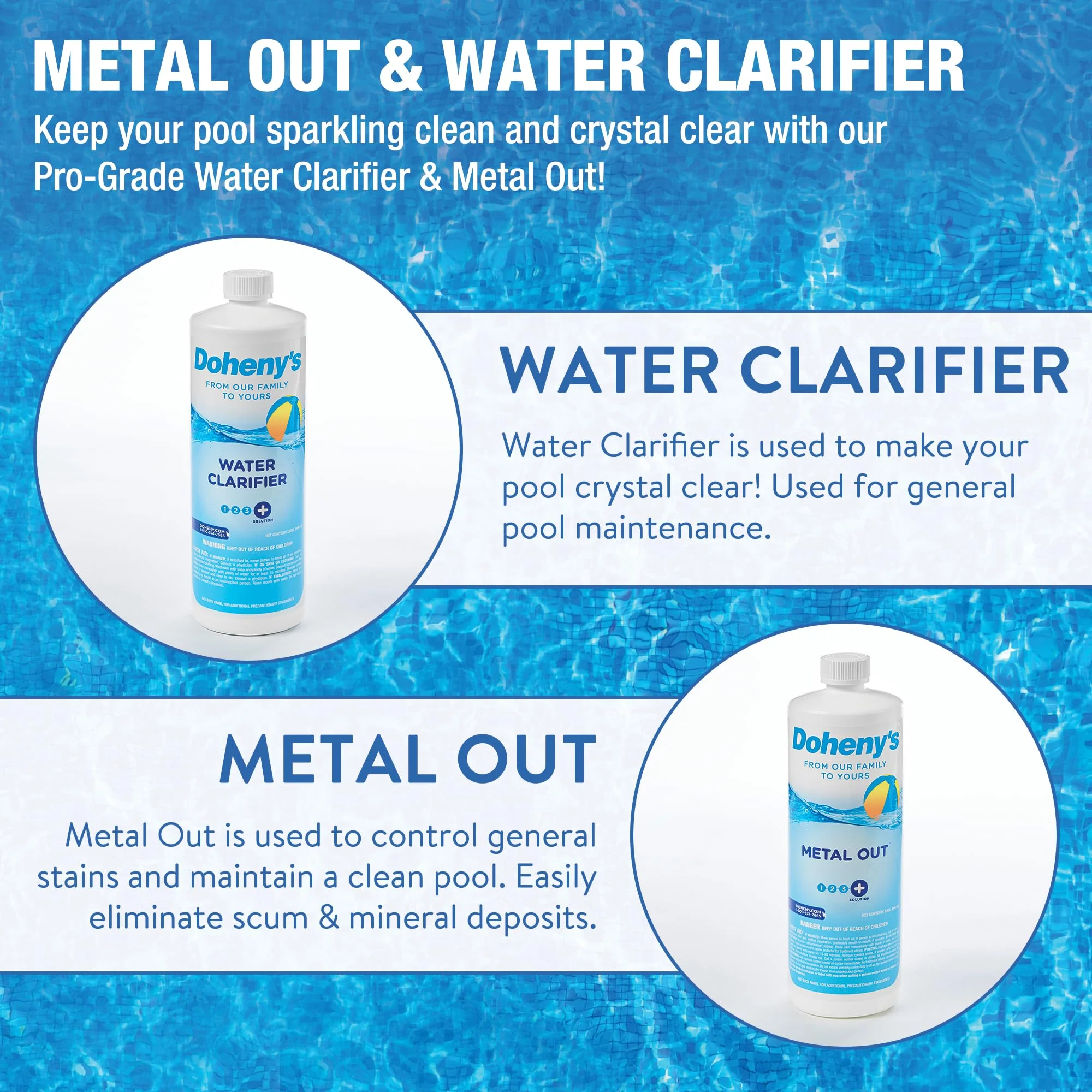 Doheny's Ultimate Pool Opening Start-Up Kit | Includes Metal Out, Algae Control, Clarifier & Super Shock | Prevents Stains, Rust & Scale | Free 10-Pack Test Strips | Pro-Grade Pool Chemicals - Image 5