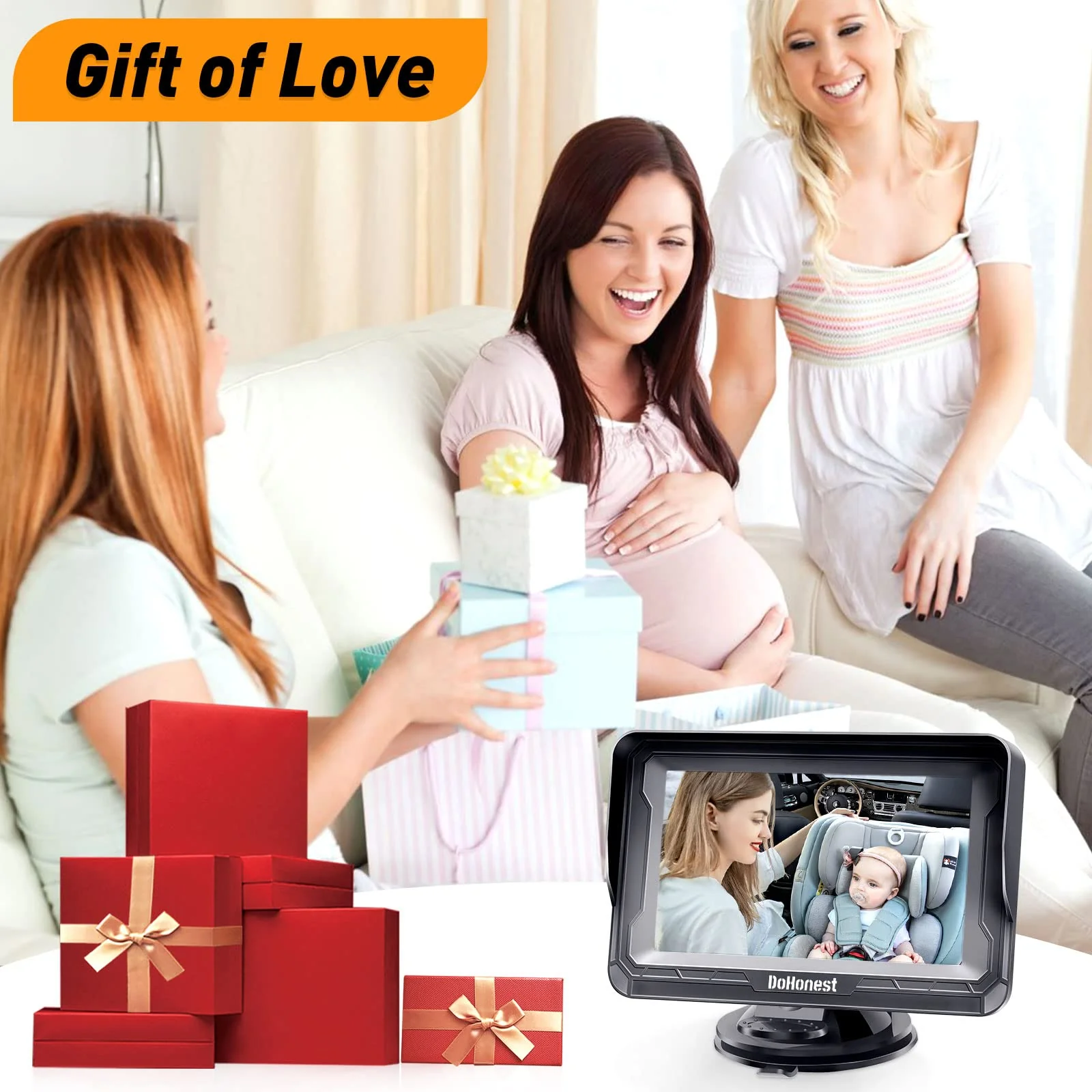 DoHonest Baby Car Camera HD 1080P - Rear-Facing Car Baby Monitor with Night Vision, Adjustable View Angle, Easy Setup, Anti-Glare Display, Safety for Kids & Infants - Image 2